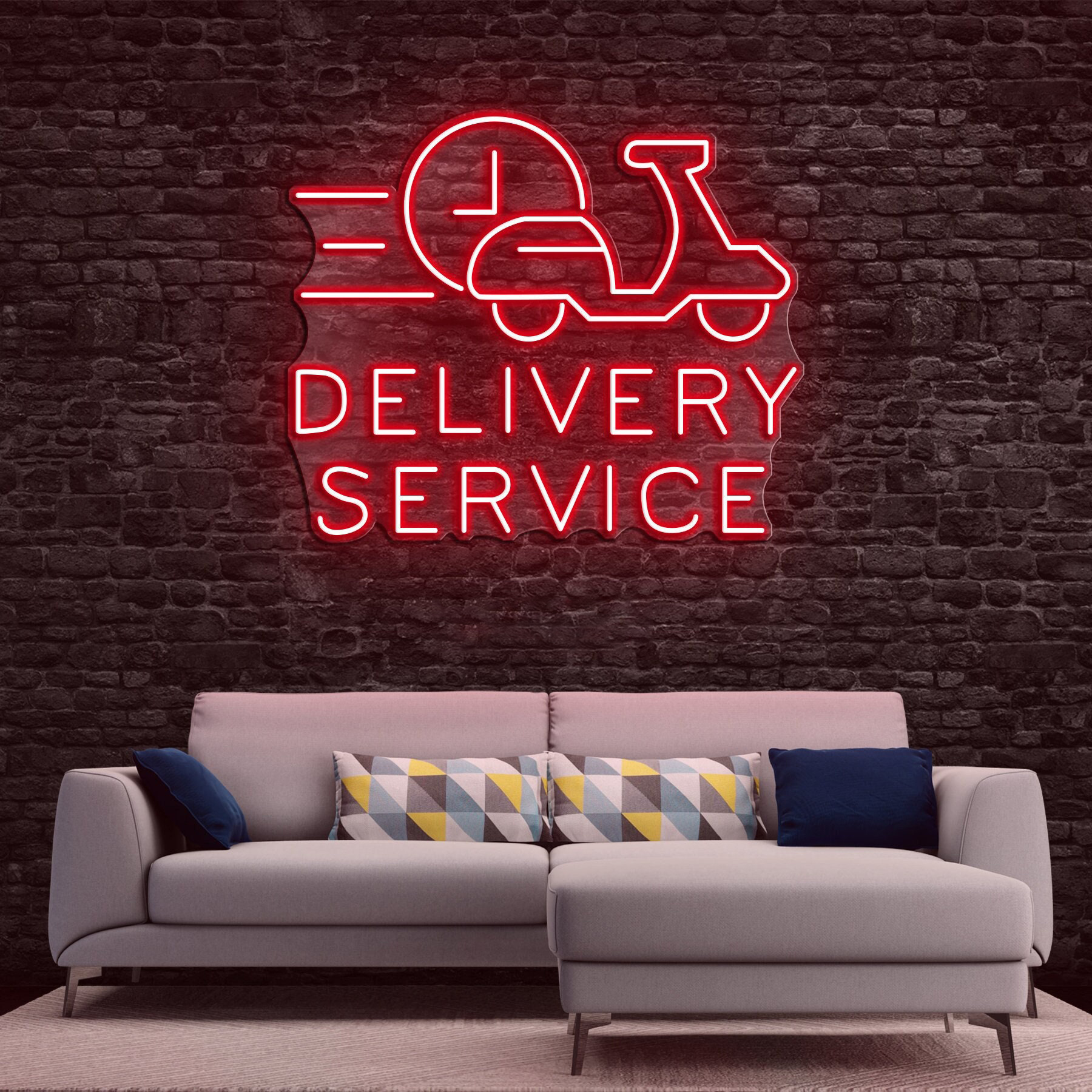 Delivery Service Neon Sign, LED Wall Art for Shops and Restaurants, Eye-Catching Neon Light Display, Advertising Banner Sign,Shop Wall Decor