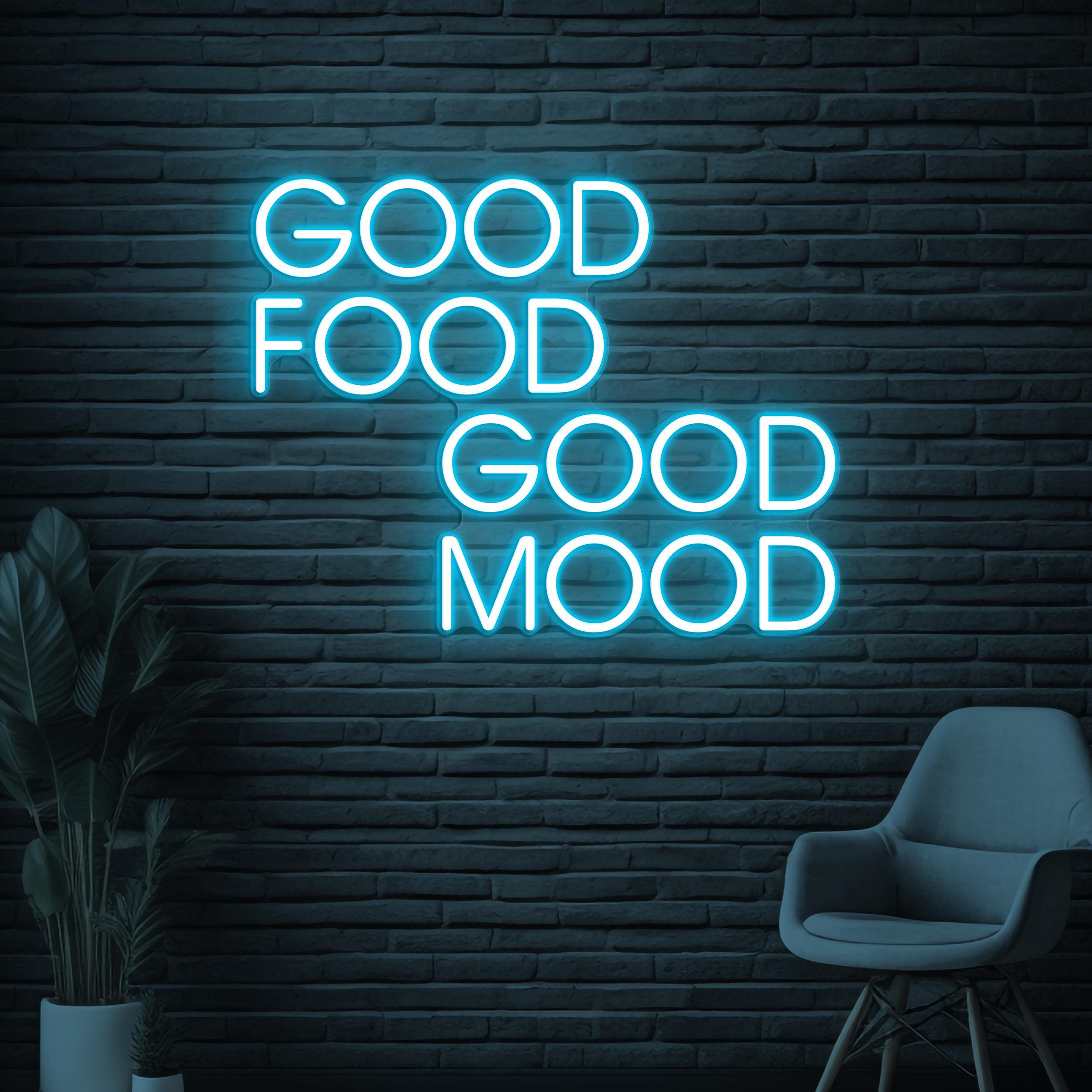 Good Food Good Mood Neon Sign, Good Food Good Mood LED Light, Home Kitchen Wall Decor, Bar Cafe Wall Art, Party Decor, Food Business Sign