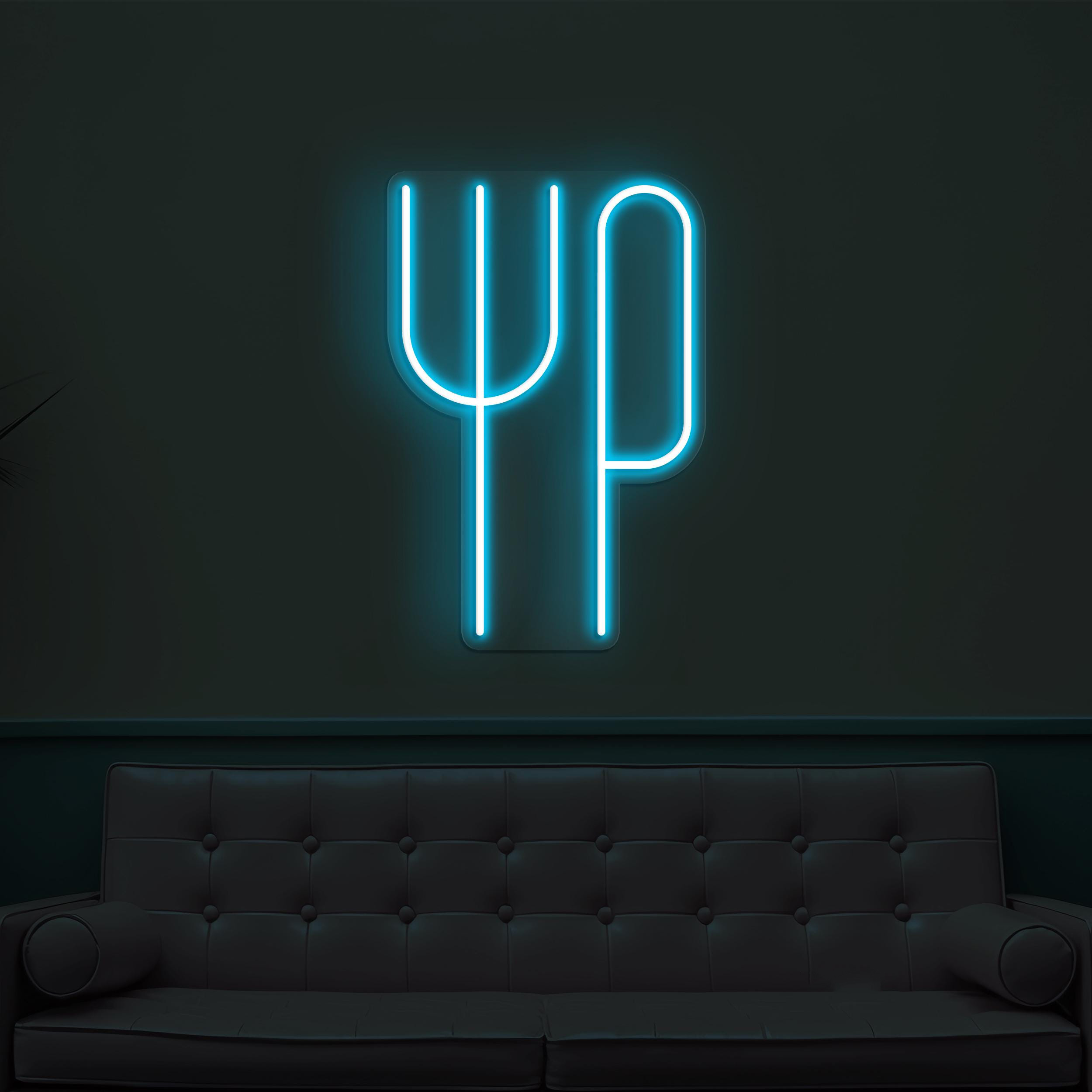 Fork and Knife Neon Sign, Fork-Knife LED Light, Stylish Fork & Knife Wall Decor, Cafe, Bar Wall Art, Restaurants Neon Sign, Foodie Love Art