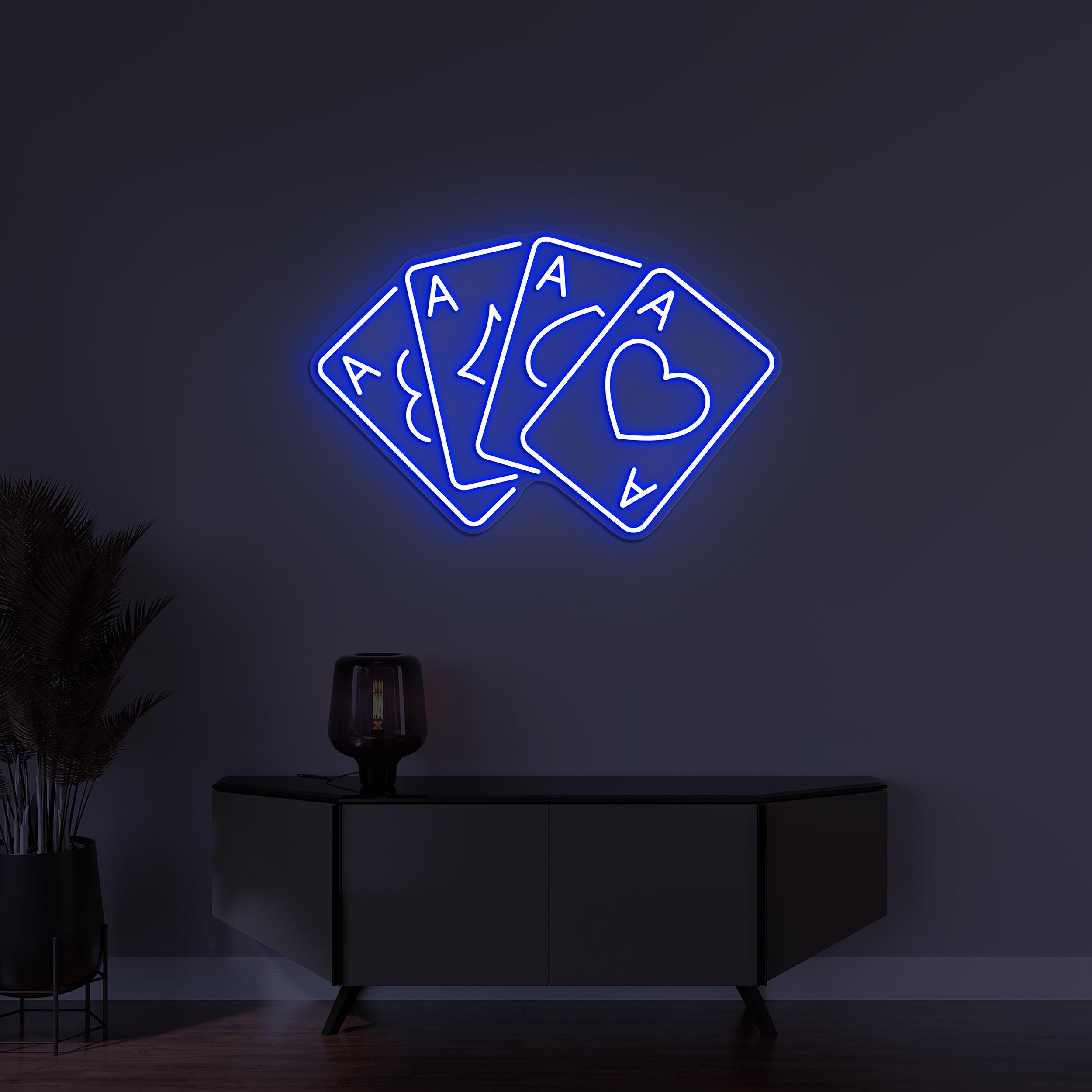 Cards Neon Sign, Pokers Cards LED Light, Gambling Wall Decor, Custom Neon Sign, Game Room Wall Decor, Poker Neon Sign, Card Lover Gift idea