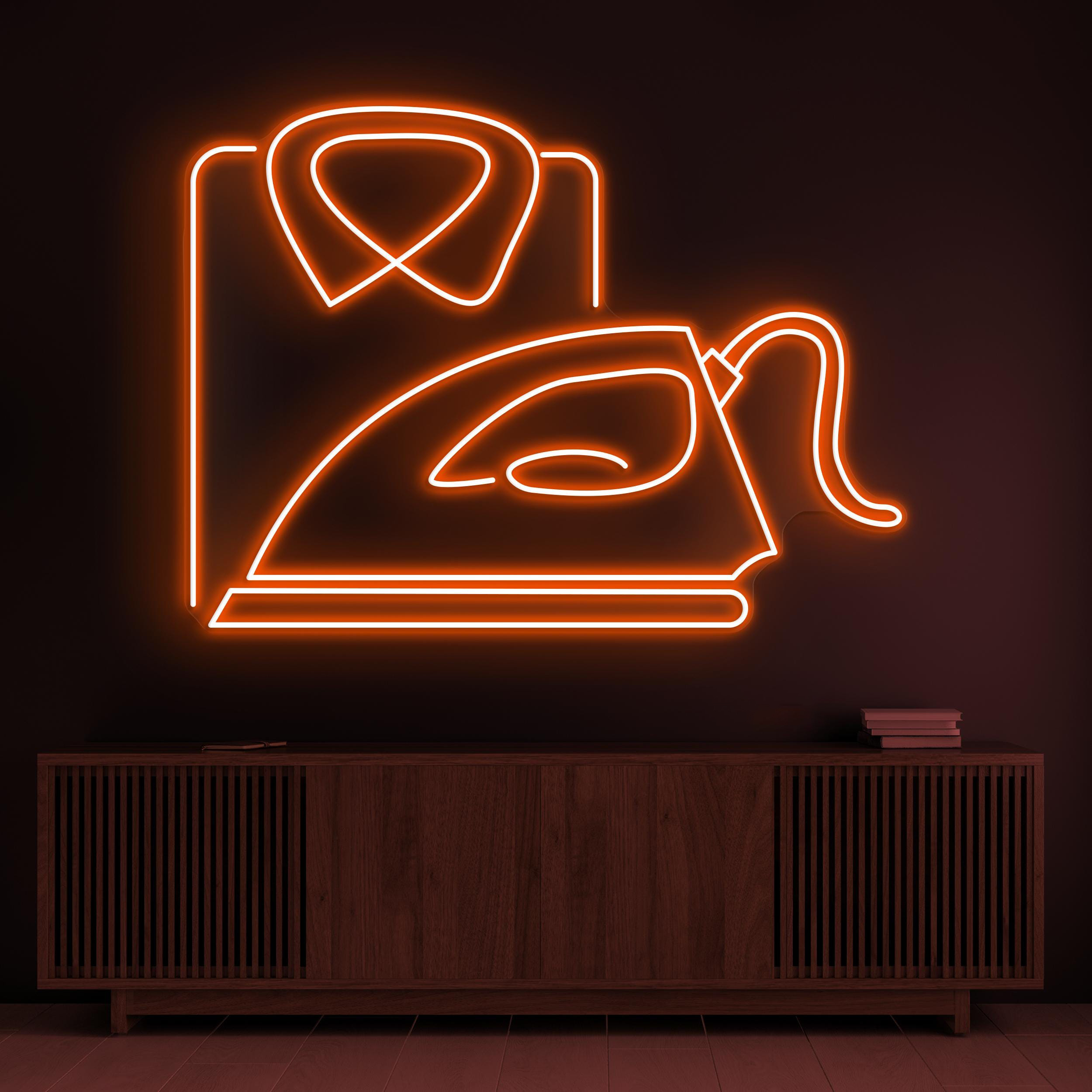 Iron & Shirt Neon Sign, Iron and Shirt LED Light, Laundry Press Wall Decor, Garment Shop Neon Light, Clothing Iron Wall Art, Led Neon Art