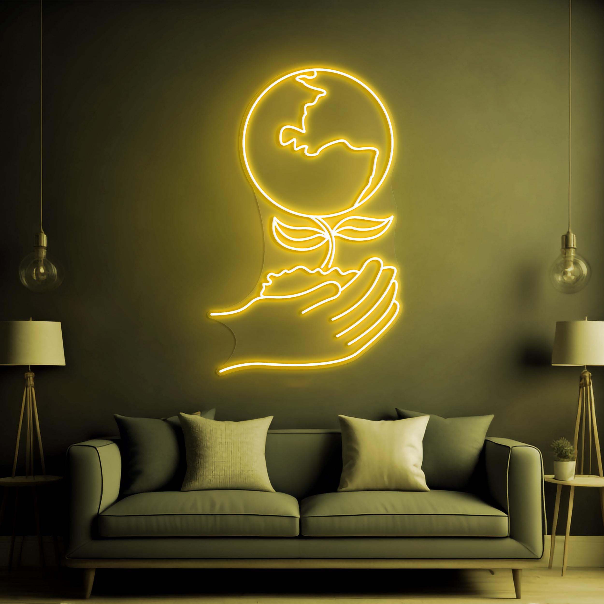 Hands Holding Earth Neon Sign, Hands Holding Earth LED Neon Art, Earth Art, Hands Growing Earth Light, Home Wall Decor, The World Led Light
