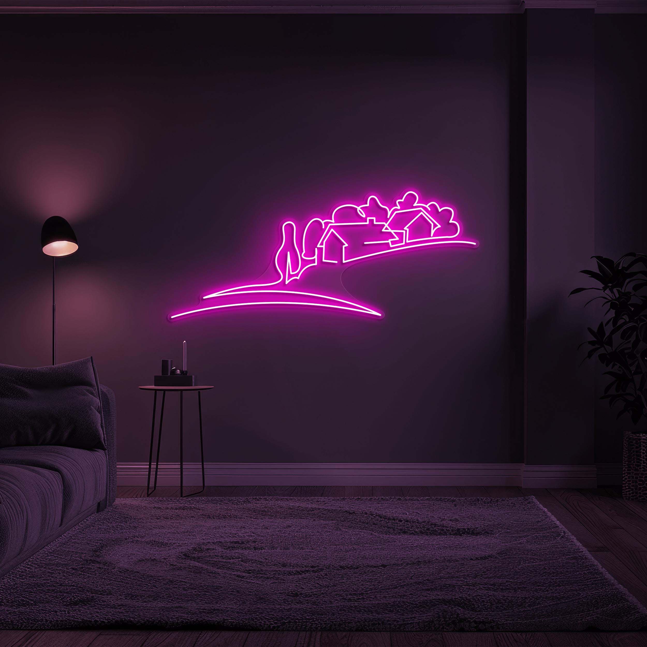 Village Neon Sign, Village LED Light, Countryside LED Neon Art, Home Wall Decor, Hometown Wall Art, Custom Village Neon Sign, Village Lover