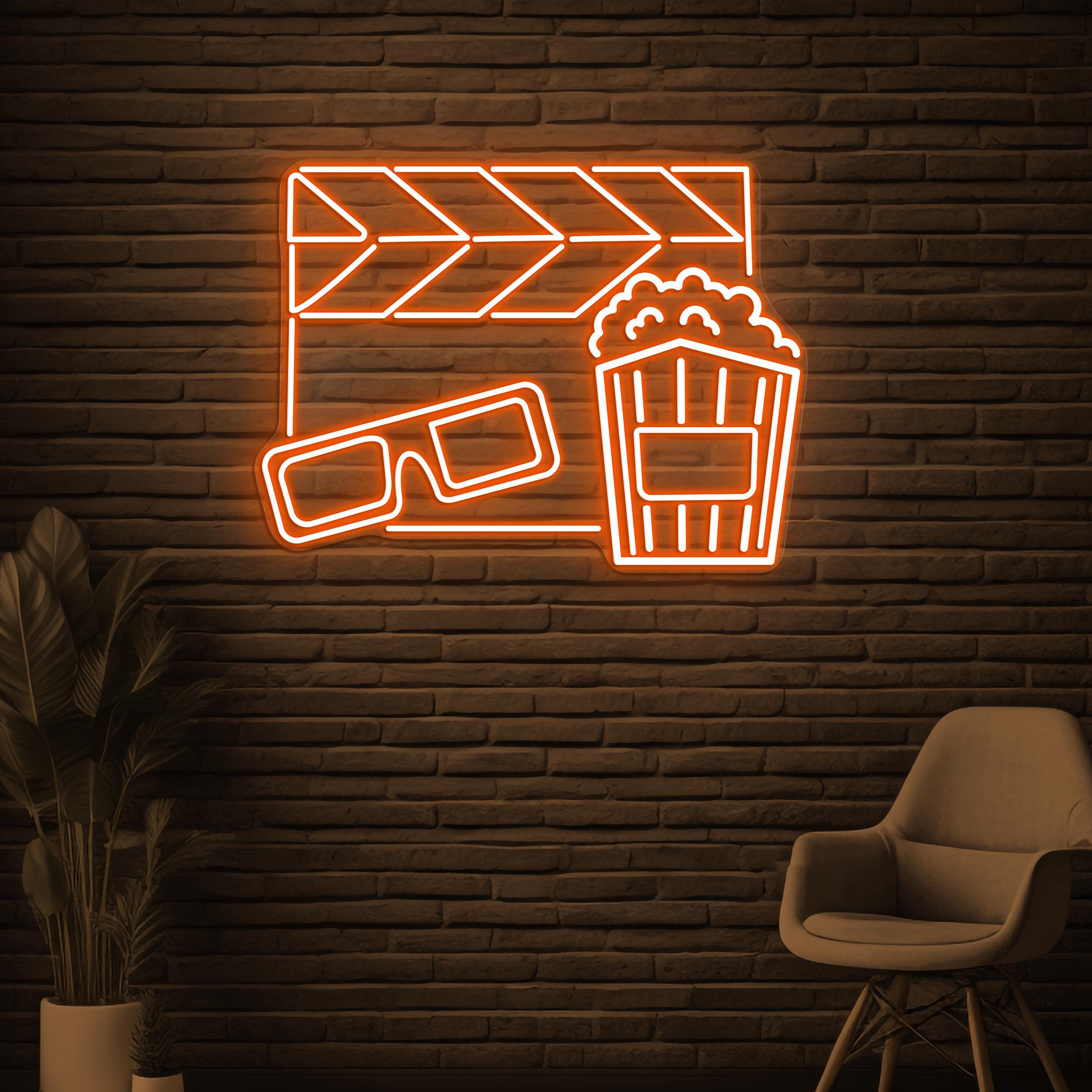 Movie Night Neon Sign, Movie Night LED Light, Cinema Room Decor, Movie Neon Art, Cinema Popcorn & Glasses Sign, Movie Lover Gift, Cinema Art