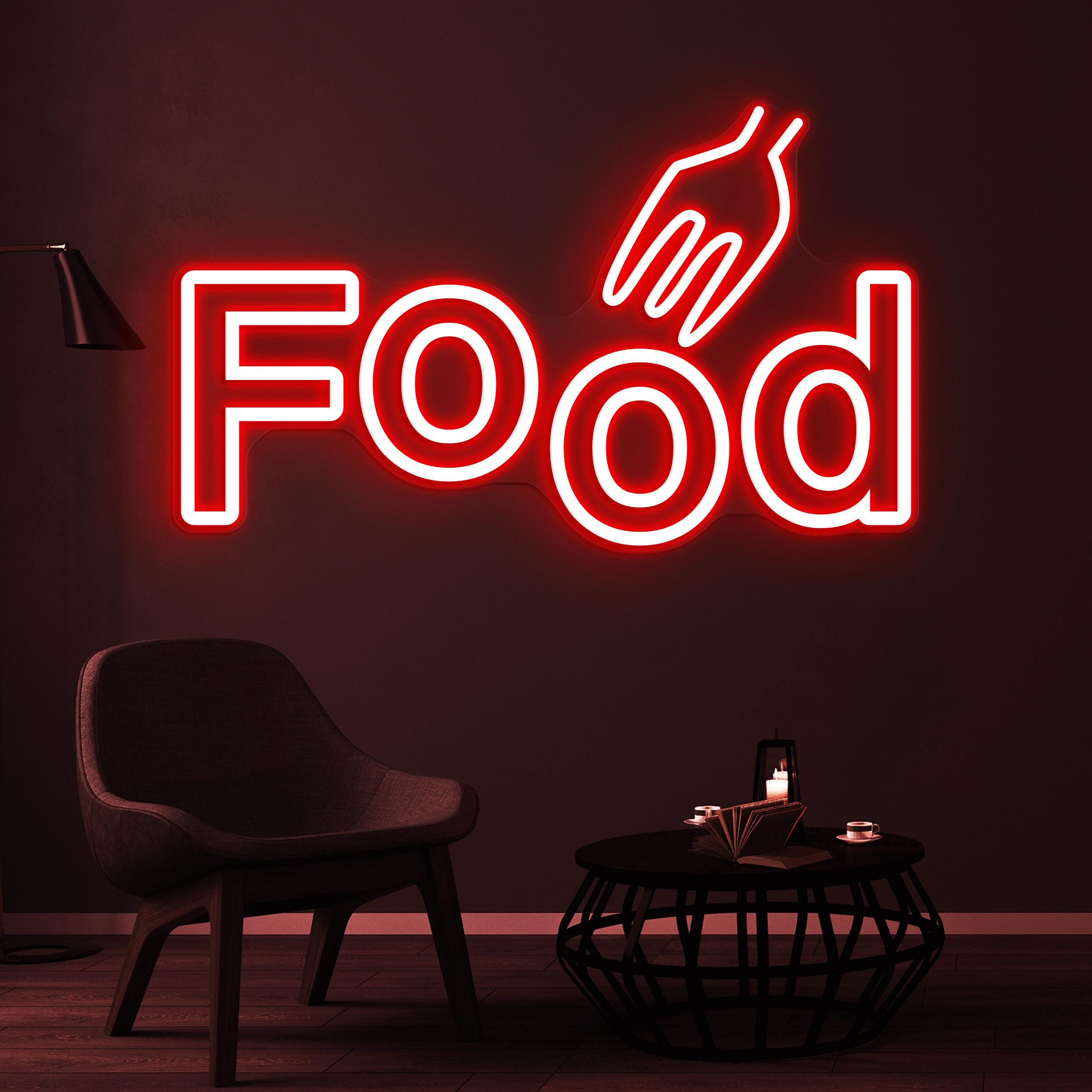 Food Neon Sign, Food LED Light, Fork Food Wall Decor, Restaurant Wall Art, Eat Food Neon Sign, Cafe and Bar Neon Light, Kitchen Neon Decor