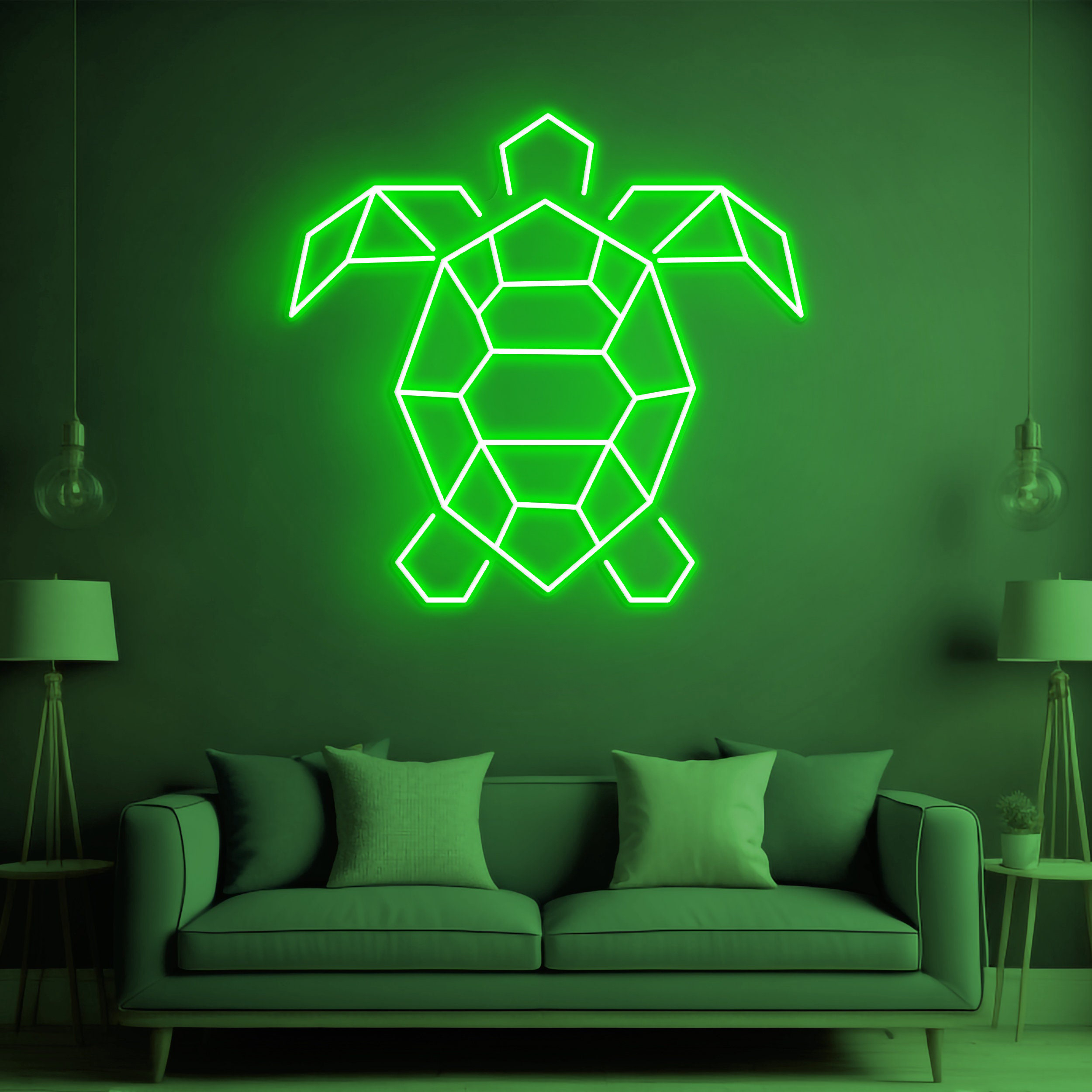 Geometric Turtle Neon Sign, Turtle Neon Light, Turtle Wall Art Sign, Turtle Wall Light Up Sign, Neon Light Art for Kids' Rooms, Aquariums,