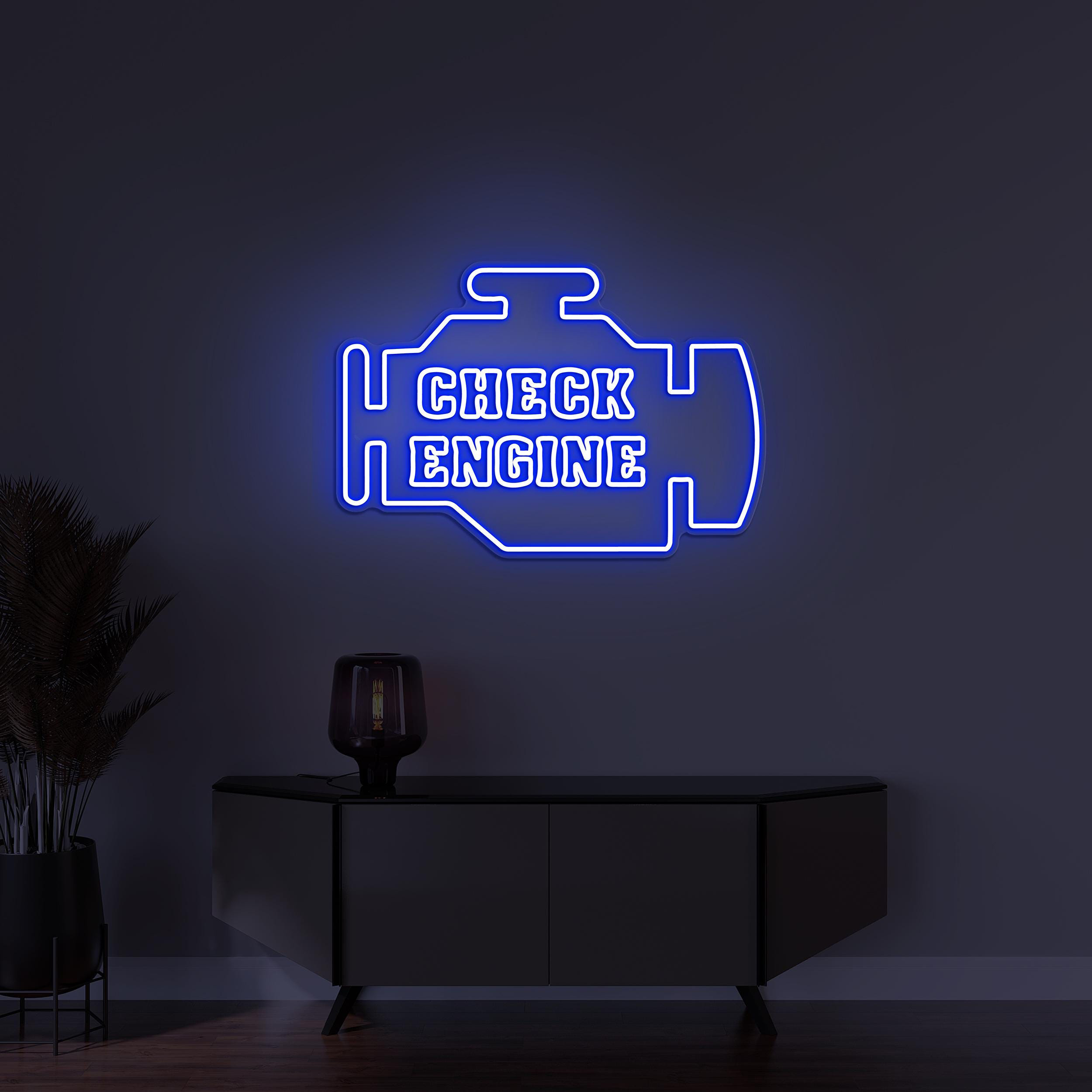 Check Engine Neon Sign, Check Engine Light Sign, Engine Neon Wall Decor, Car Engine Light Sign, Birthday Gift For Dad, Garage Wall Decor