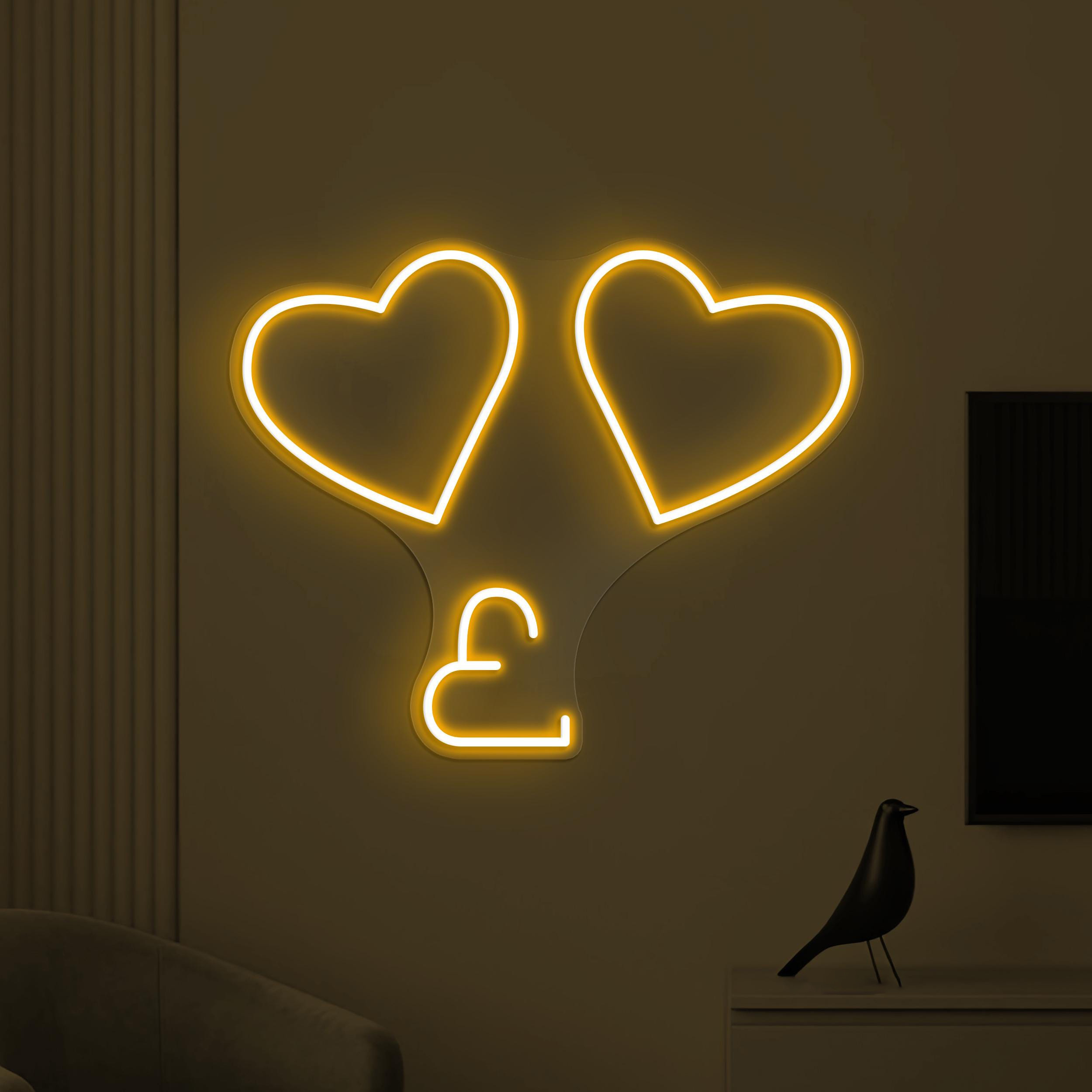 Heart Neon Sign, Double Heart LED Light, Love Hearts Wall Decor, Wedding Party Wall Art, Engagement Sign, Couple Room Decor, Gift for Couple