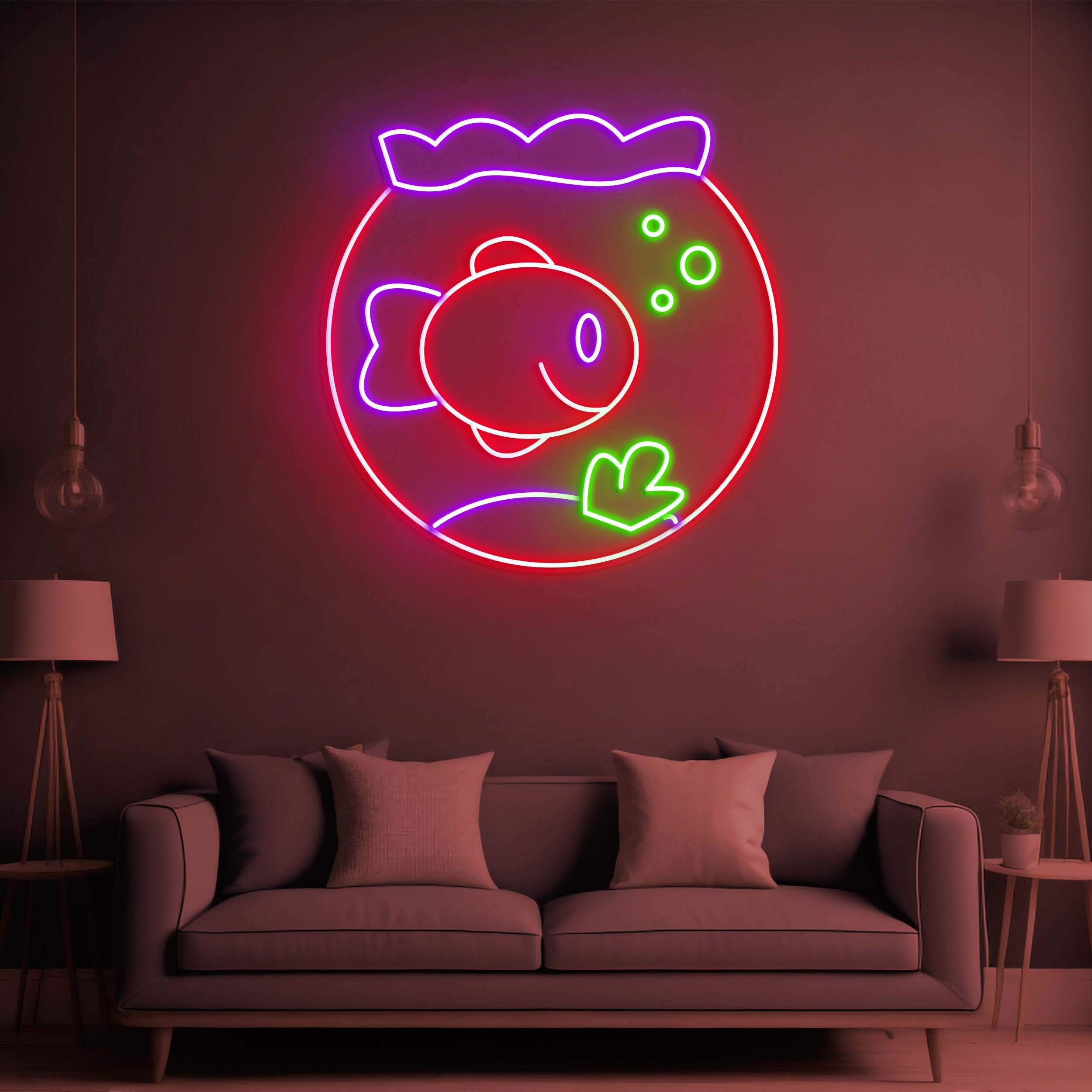 Fish Neon Sign, Fish Neon Light, Aquarium Theme Wall Art, Fish Tank Decoration, Gift for Aquarium Lovers, Fish Room Decor Sign,Home LED Sign