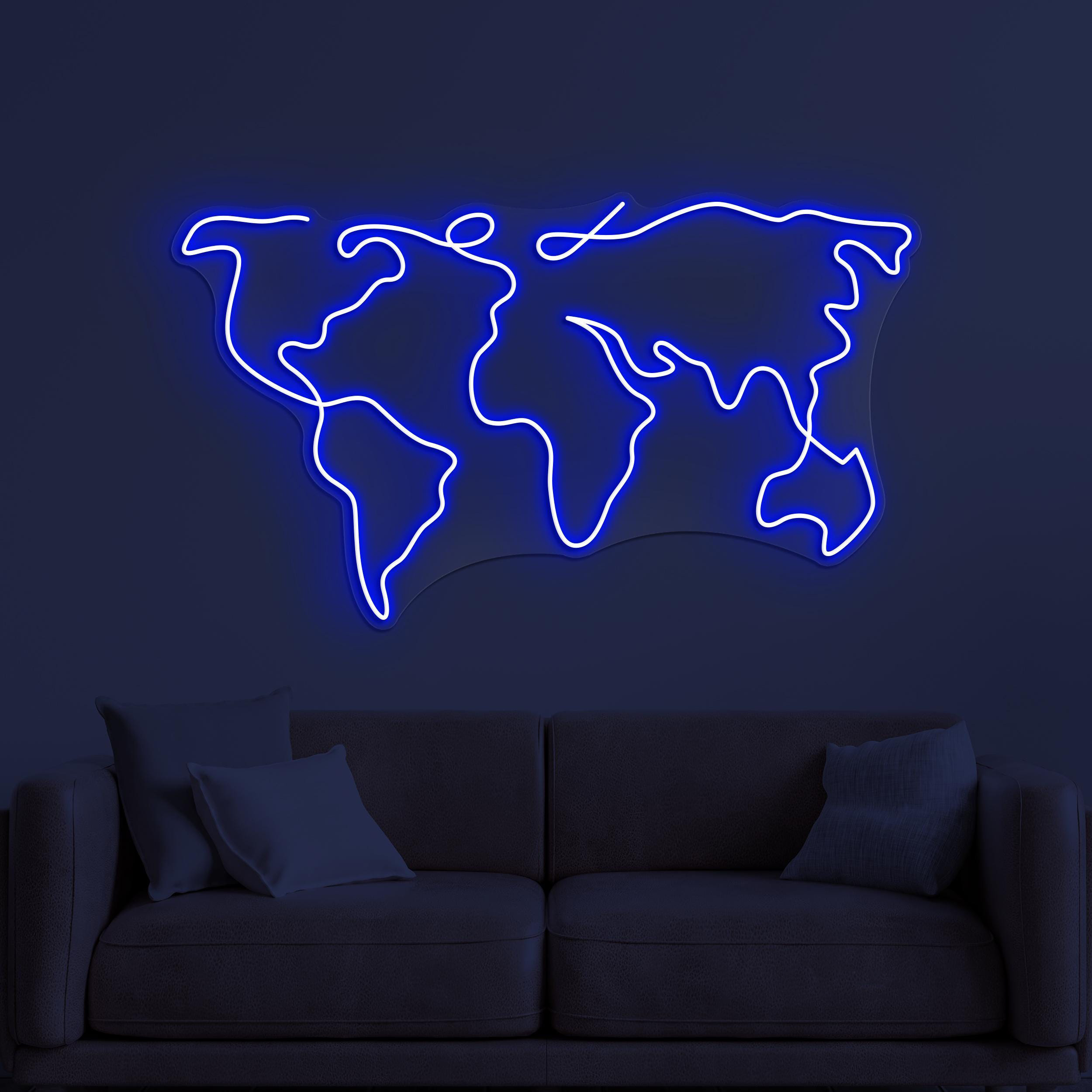 World Map Neon Sign, World Map LED Light, Office Wall Decor, Travel Agency Wall Art, Adventure Neon Light, Global Wall Art, World Led Sign