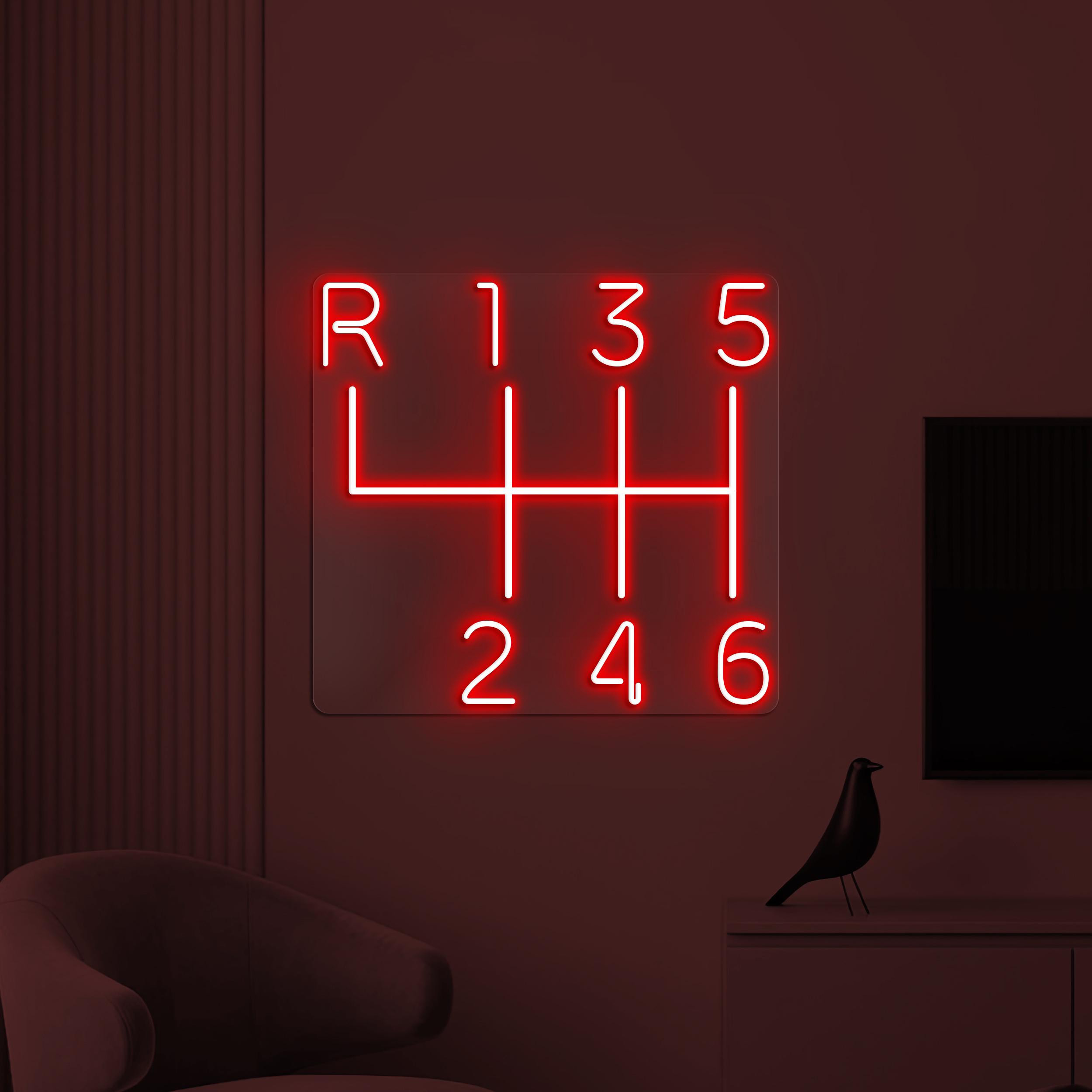 Car Gearbox Neon Sign, Car Gearbox LED Light, Auto Workshop Wall Decor, Automotive Wall Art, Garage Neon Light, Manual Gear Shift Led Sign