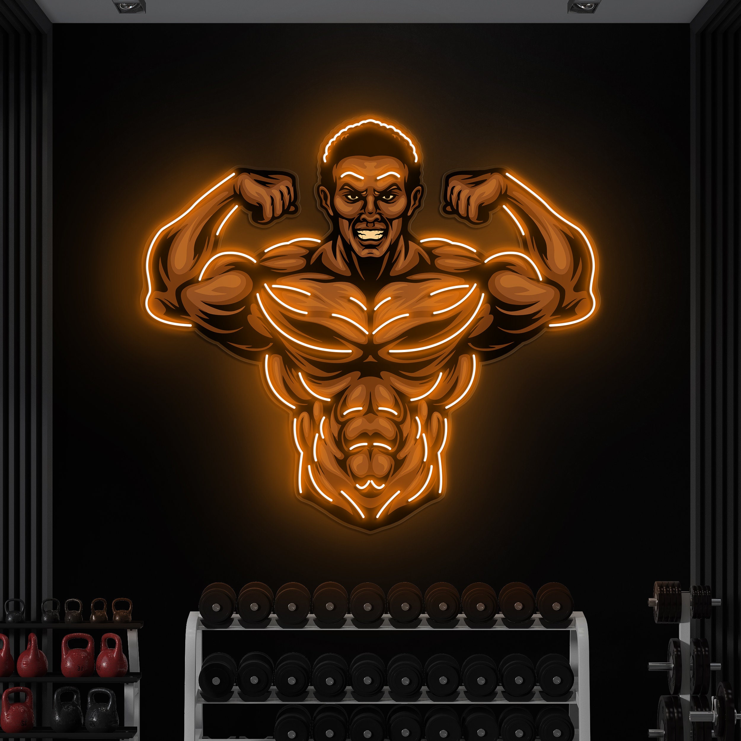 Muscles Man Neon Sign, Man with Muscles LED Light, Pop Art Sign, Gym LED Sign, Muscle Fitness Decor, Gym Decor, Sports Clubs, Sports Decor