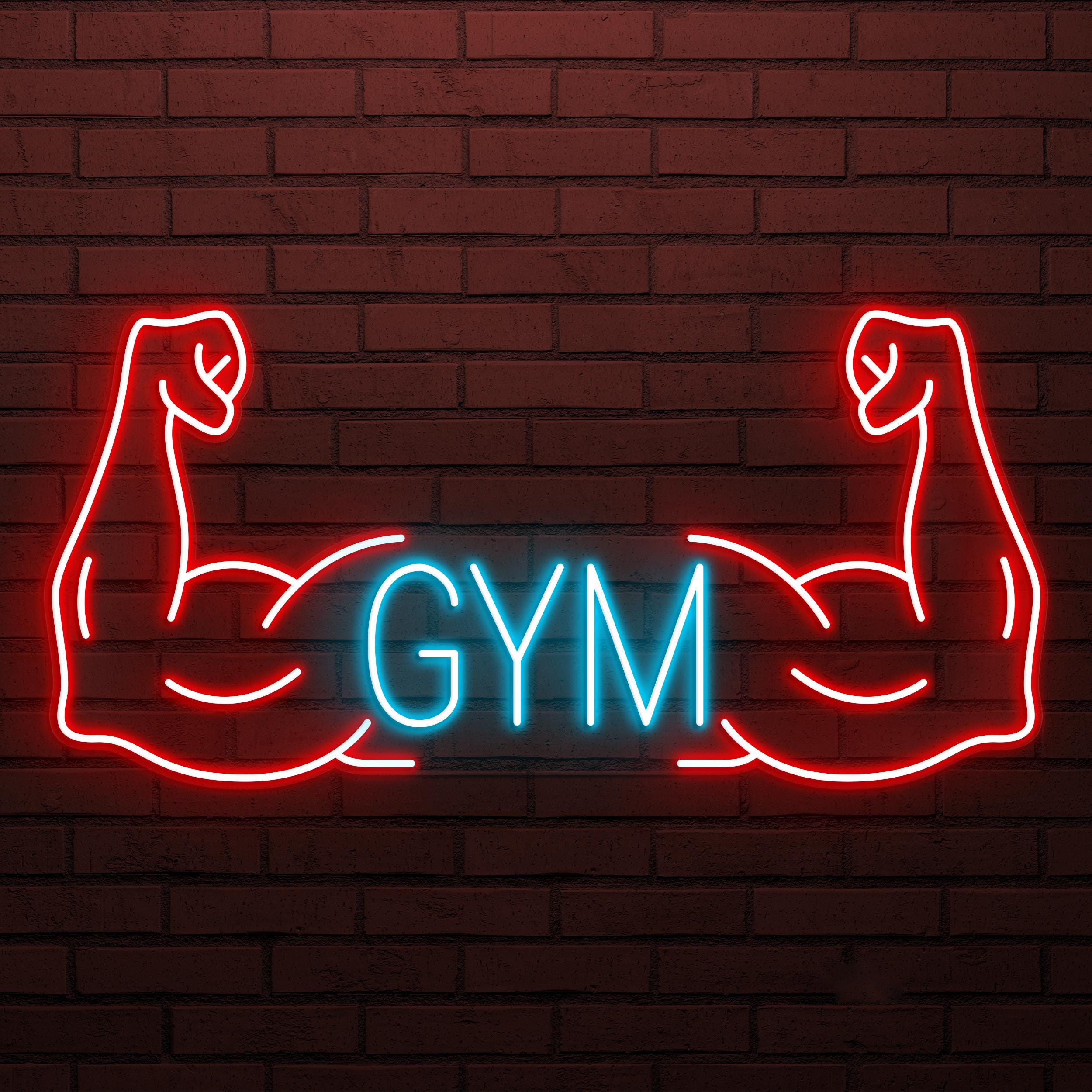 Gym Neon Sign, Gym LED Light, Dual Muscle Wall Decor, Fitness Room Wall Art, Bodybuilder Neon Light, Muscle Arms Wall Light, Exercise Decor