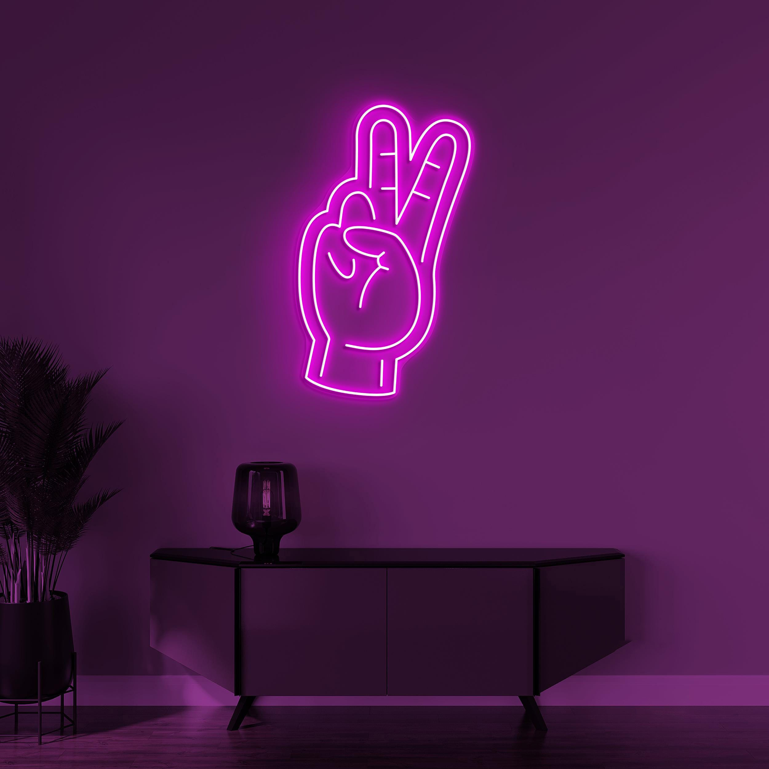 Hand Neon Sign, Victory LED Light, Positive Wall Decor, Peace Neon Sign, Home Neon Light, Cafe, Bar & Studio Led Sign, Game Room Decor
