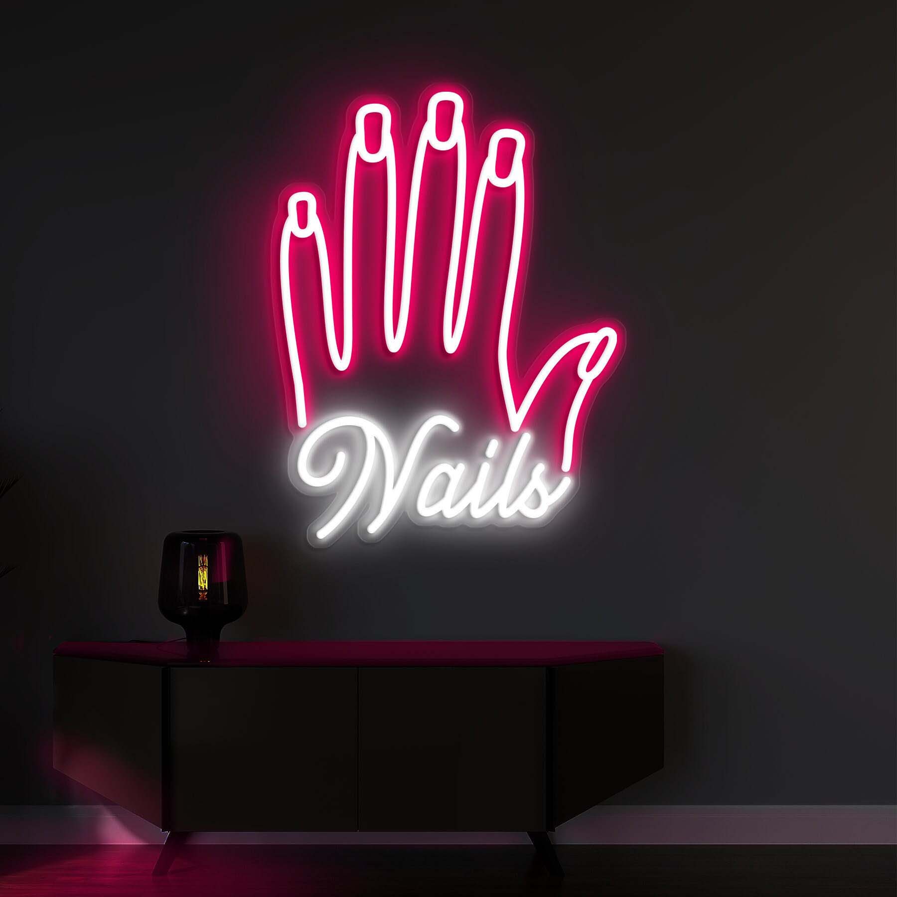 Nails Neon Sign, Nail Hand LED Neon Light, Salon and Manicure Shop Decor, Wall Decoration for Nails Beauty Salons, Neon Lamp for Shop Decor