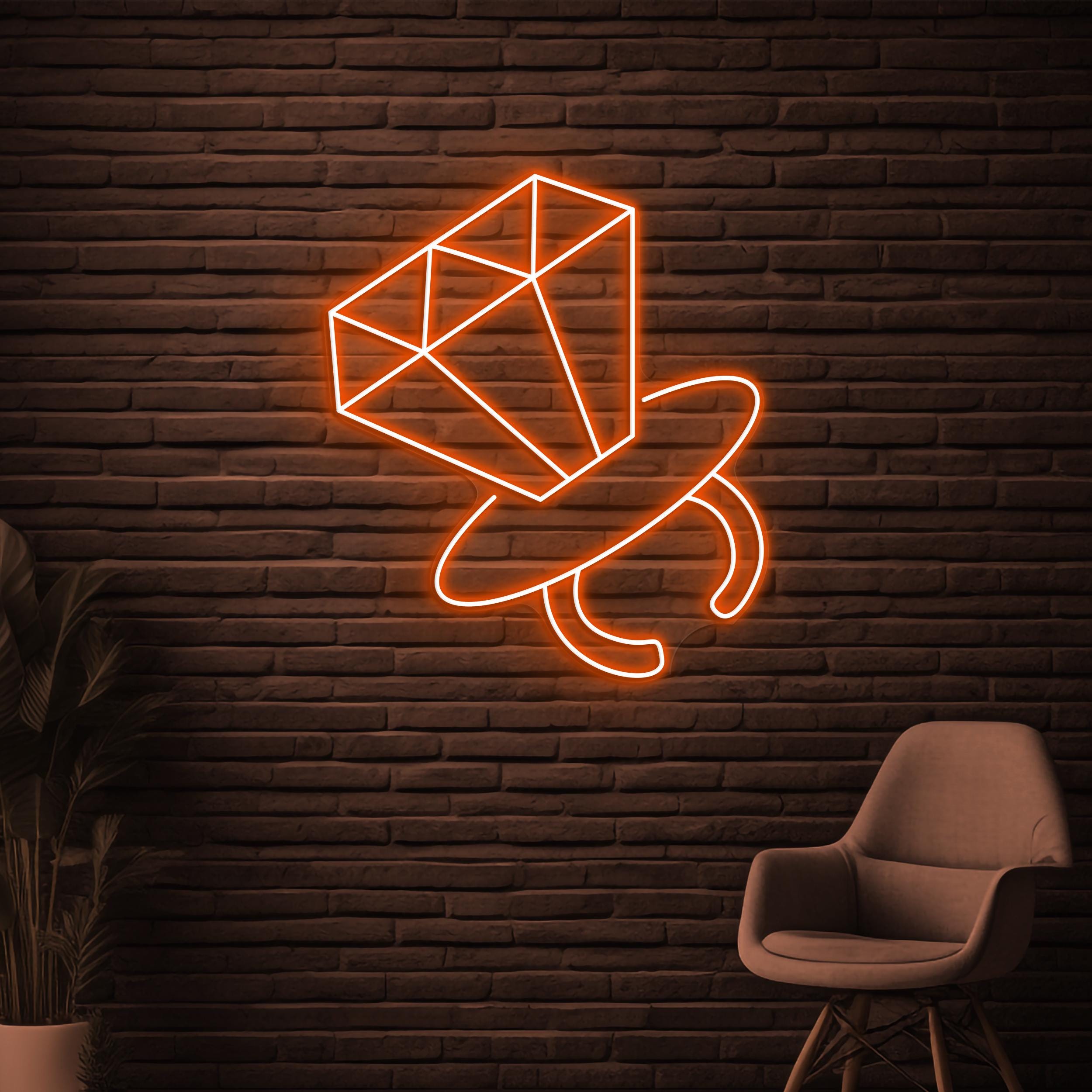 Diamond Ring Neon Sign, Diamond Ring LED Light, Engagement Ring Wall Decor, Romantic Wall Art, Decor for Engagement Party, Gift For Couple