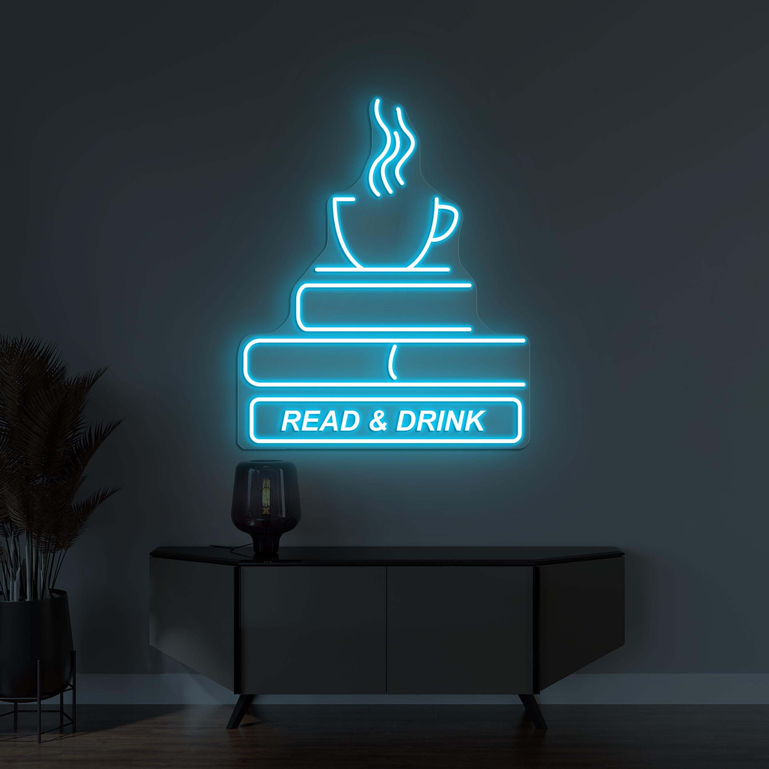 Book and Coffee Neon Sign, Read & Drink LED Light, Book Wall Decor, Tea Cup Wall Art, Book Shop Decor, Home Wall Sign, Coffee Shop Wall Art