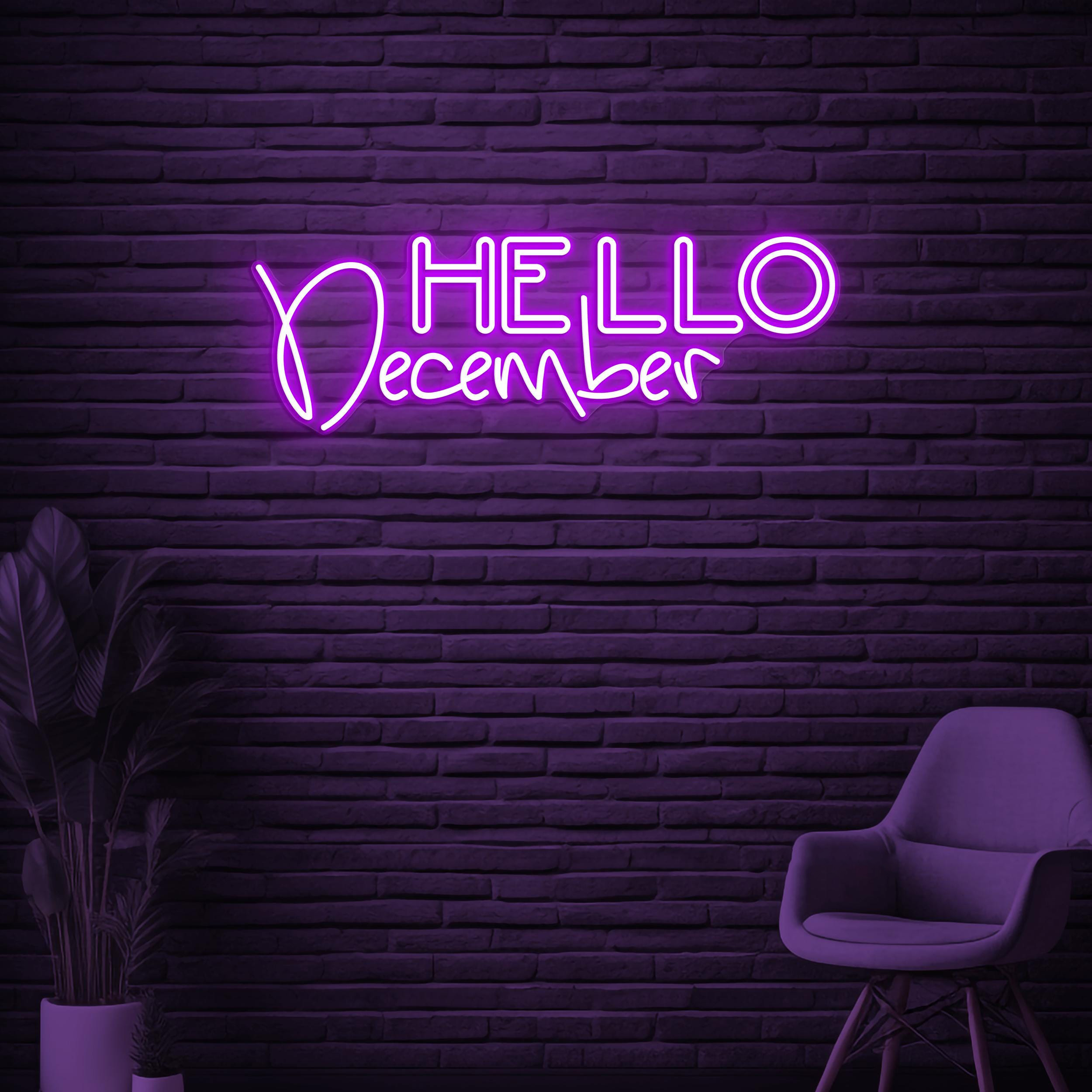 Hello December Neon Sign, Hello December LED Light, Calendar Wall Decor, Home Wall Art, Personalized December Neon Sign, Party Neon Decor