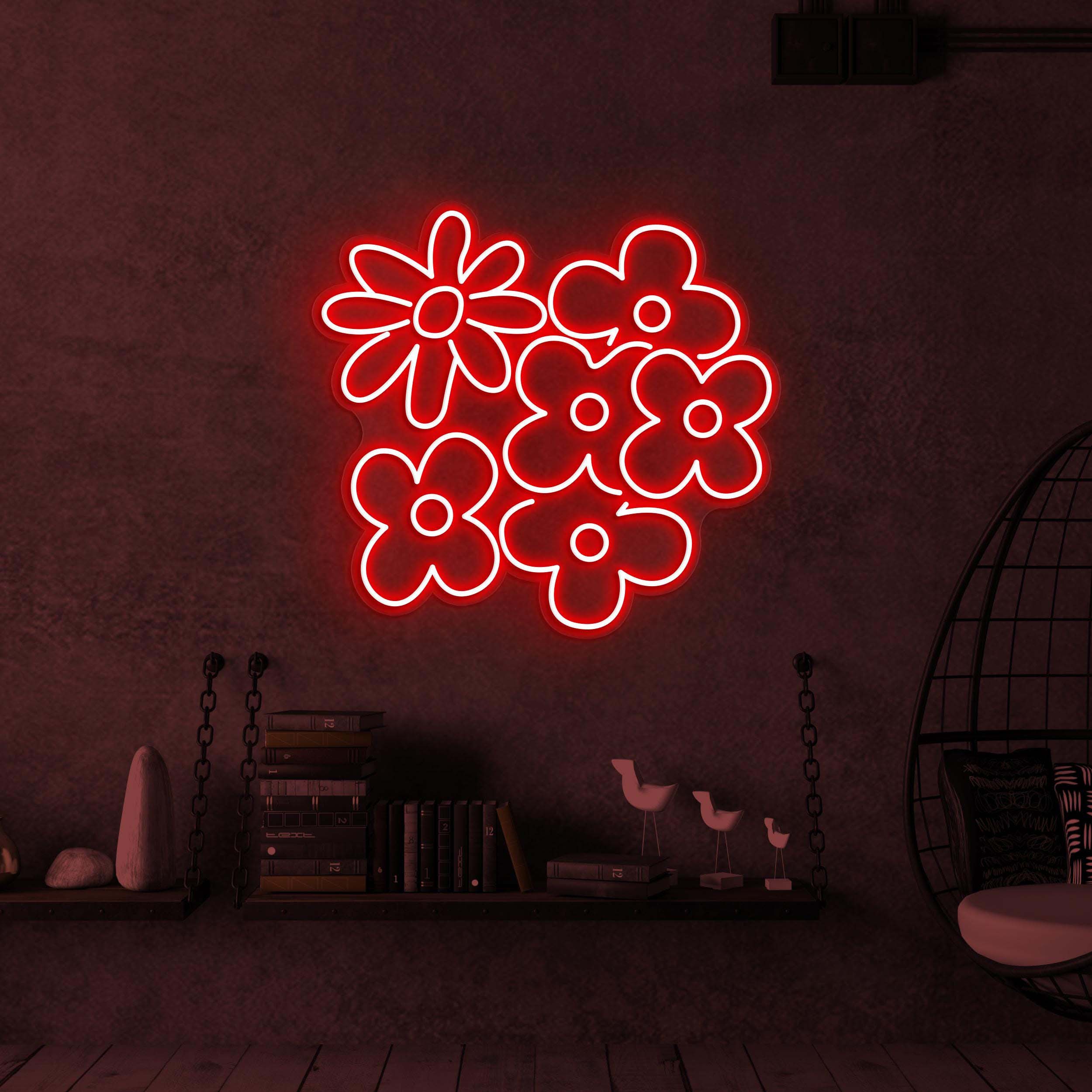 Flowers Neon Sign, Flowers LED Light, Floral Flowers Wall Decor, Girls Room Decor, Wedding Wall Art, Decor for Home, Party, Garden & Yard
