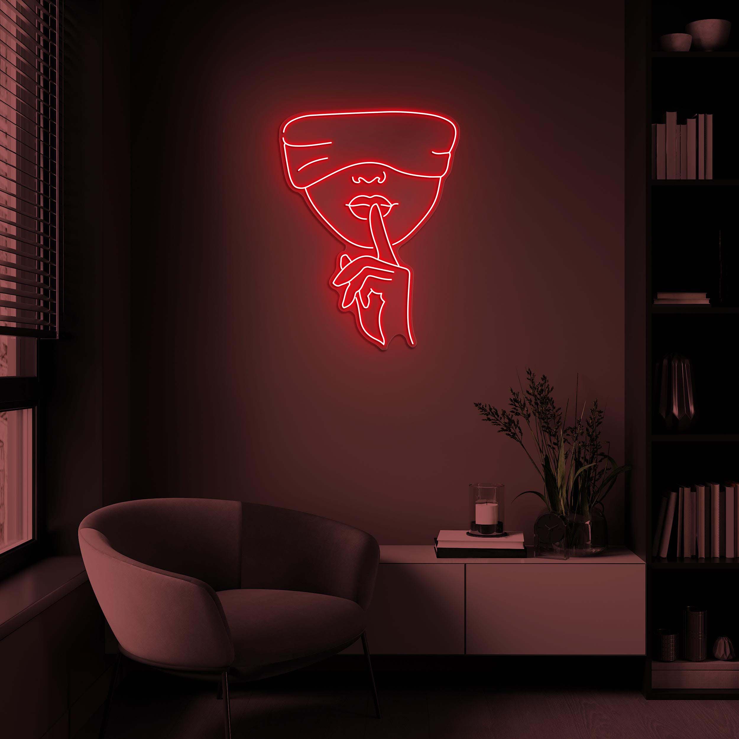 Shhh Face Neon Sign, Shhh Face LED Light, Keep Quiet Wall Decor, Girl Finger on Lips Sign, Hush Wall Art, Home Wall Decor, Quiet Silent Sign
