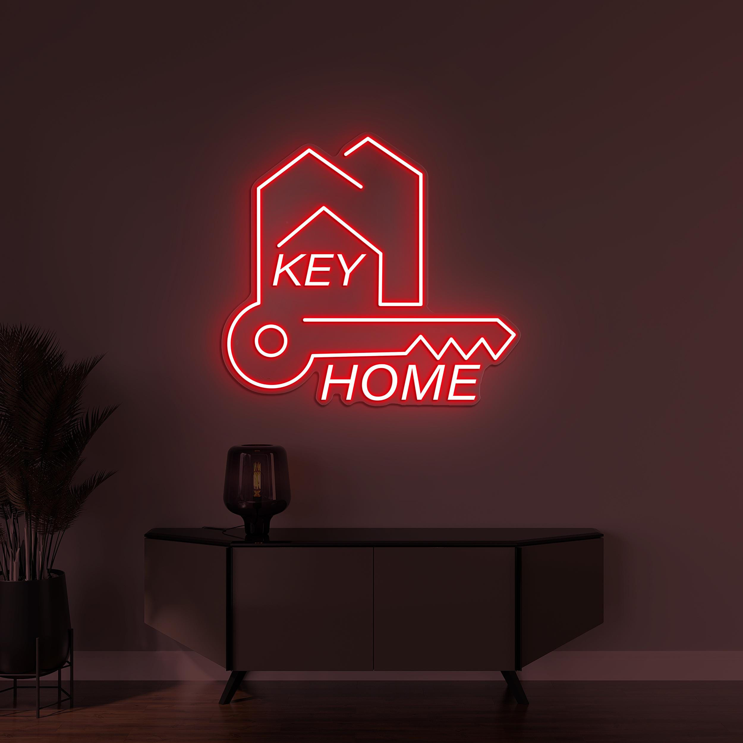 Home Key Neon Sign, Home Key LED Light, Key to Home Wall Decor, Sweet Home Neon Art, Custom Home Key Neon Sign, Property Office Wall Decor