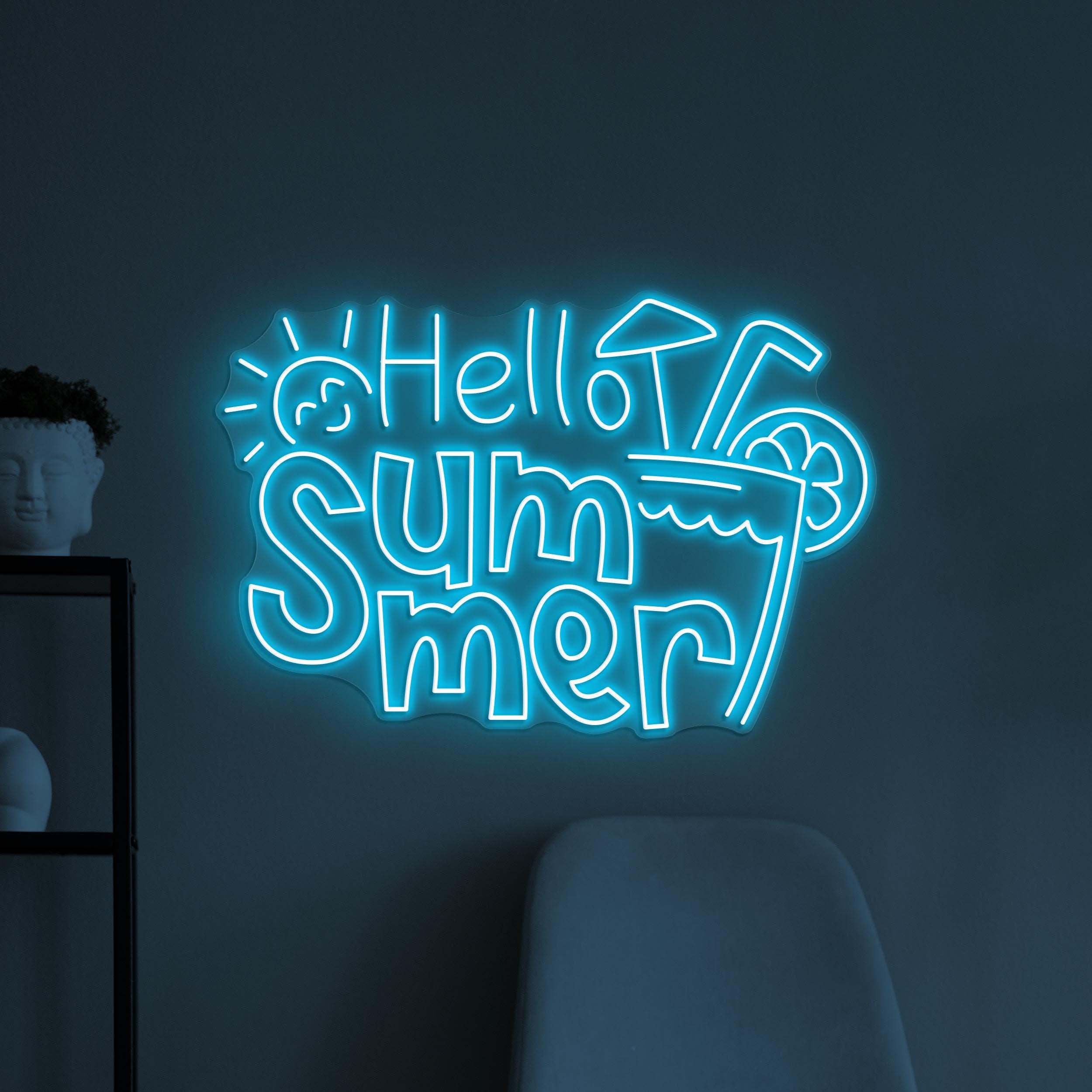 Hello Summer Neon Sign, Hello Summer LED Light, Party Wall Decor, Holiday Neon Art, Beach Neon Light, Summer Party Sign, Welcome Summer Art