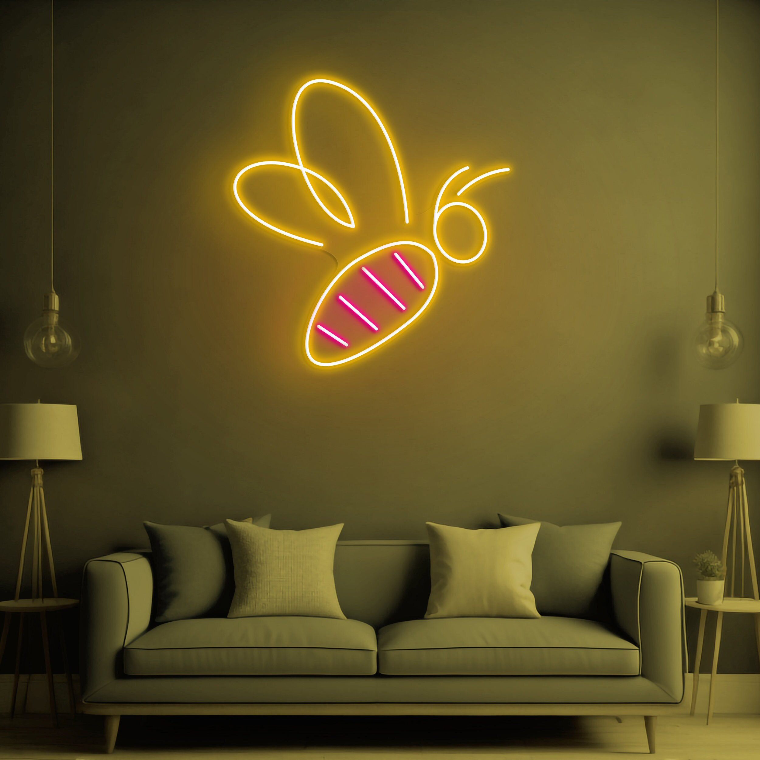 Bee LED Neon Sign, Honey Neon Light, Bee Wall Art, Bee Neon Art Sign, Led Decor, Beehive Wall decor, Kids Room Decor, Led Neon Light, Gift