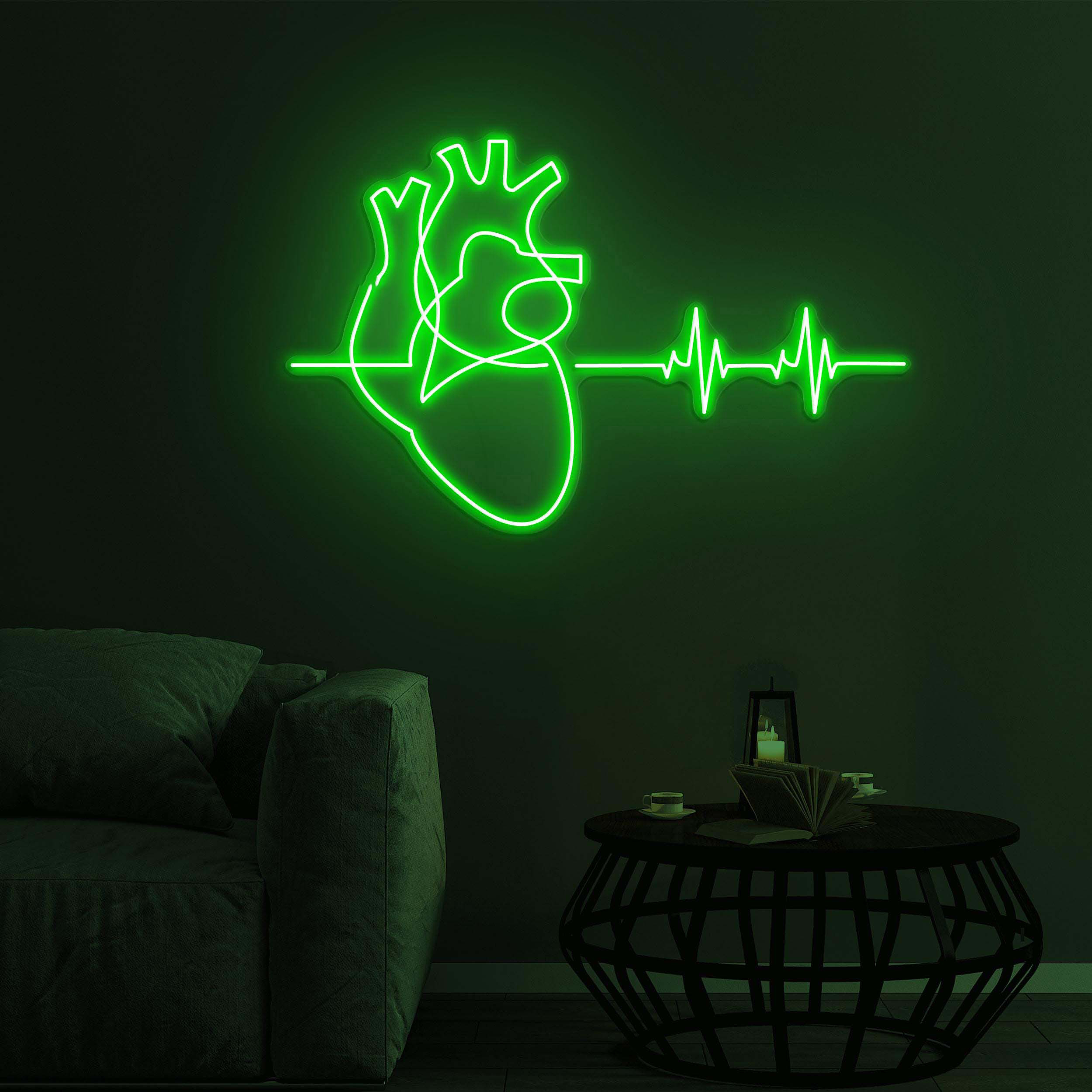 Heartbeat with Heart Neon Sign, Heartbeat with Heart LED Light, Pulse LED Neon Art, Home Wall Decor, Hospital Wall Art, Kids Room Wall Art