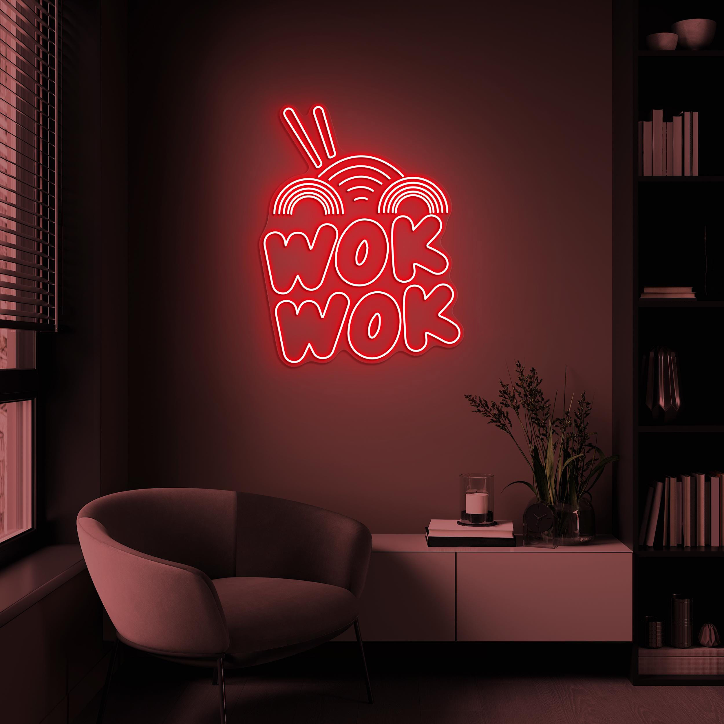 Wok Wok Neon Sign, Wok Wok LED Light, Chinese Food Wall Decor, Kitchen Wall Art, Noodles Neon Sign, Asian Restaurant Decor, Cafe Wall Art