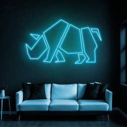 Rhino LED Neon Sign, Geometric Rhino Wall Decor, Custom Party Room Decoration, Neon Bedroom Rhinoceros Sign, Animal Head LED Neon Art, Sign