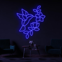 Hummingbird and Flowers Neon Sign, Hummingbird and Flowers LED Light, Flying Bird Neon Art, Garden Wall Decor, Nursery Room Neon Light, Gift