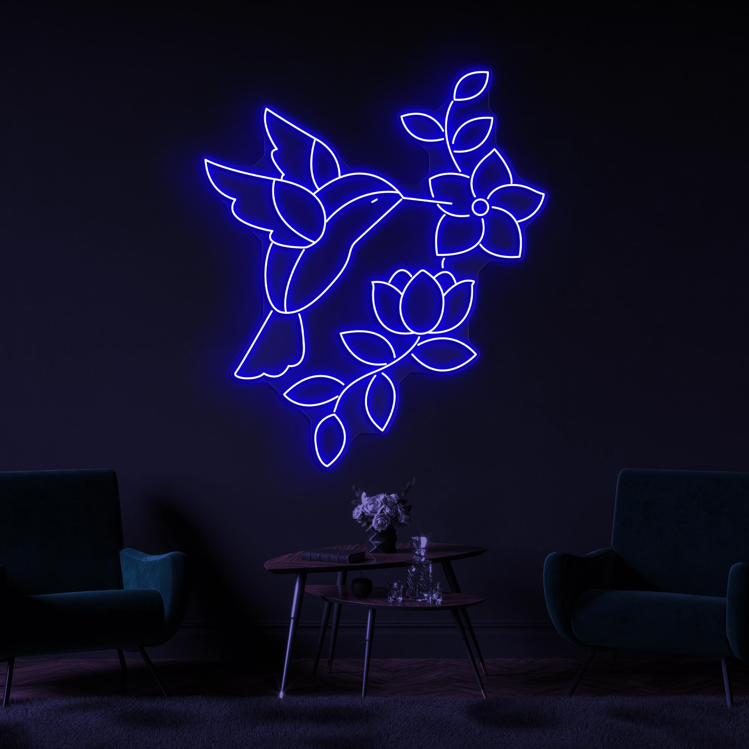 Hummingbird and Flowers Neon Sign, Hummingbird and Flowers LED Light, Flying Bird Neon Art, Garden Wall Decor, Nursery Room Neon Light, Gift