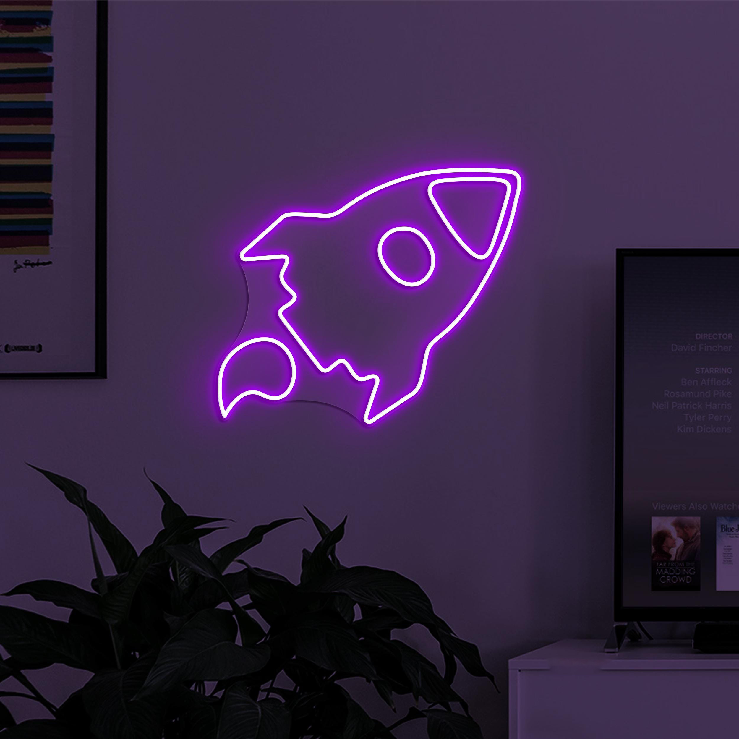 Rocket Neon Sign, Rocket LED Light, Space Exploration Wall Decor, Space Ship Wall Art, Kids Room Neon Light, Game Room Wall Art, Home Decor