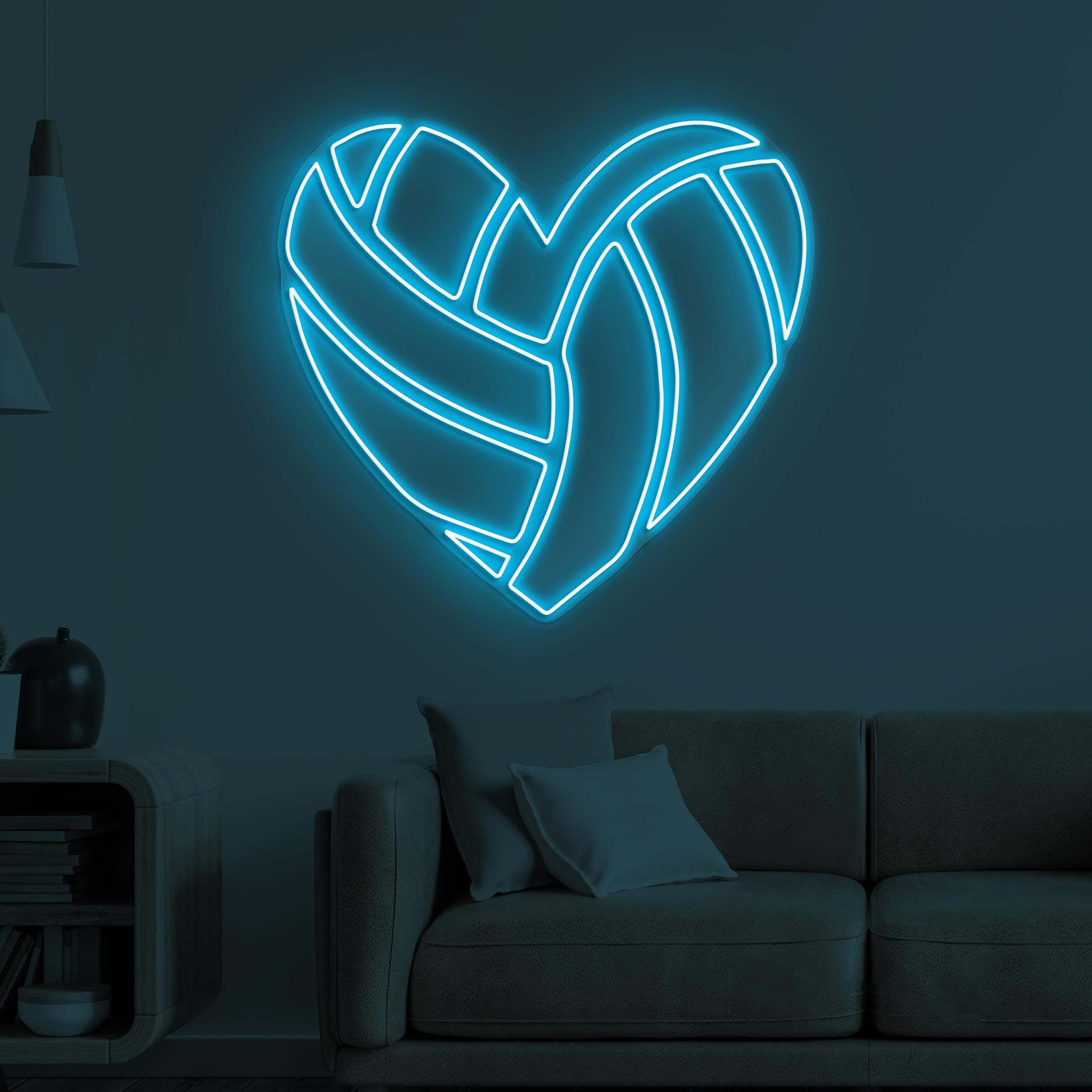 Heart Neon Sign, Heart LED Light, Volleyball Heart Wall Art, Sports Shop Wall Decor, Couple Neon Gift, Romantic Neon Light, Volleyball Lover