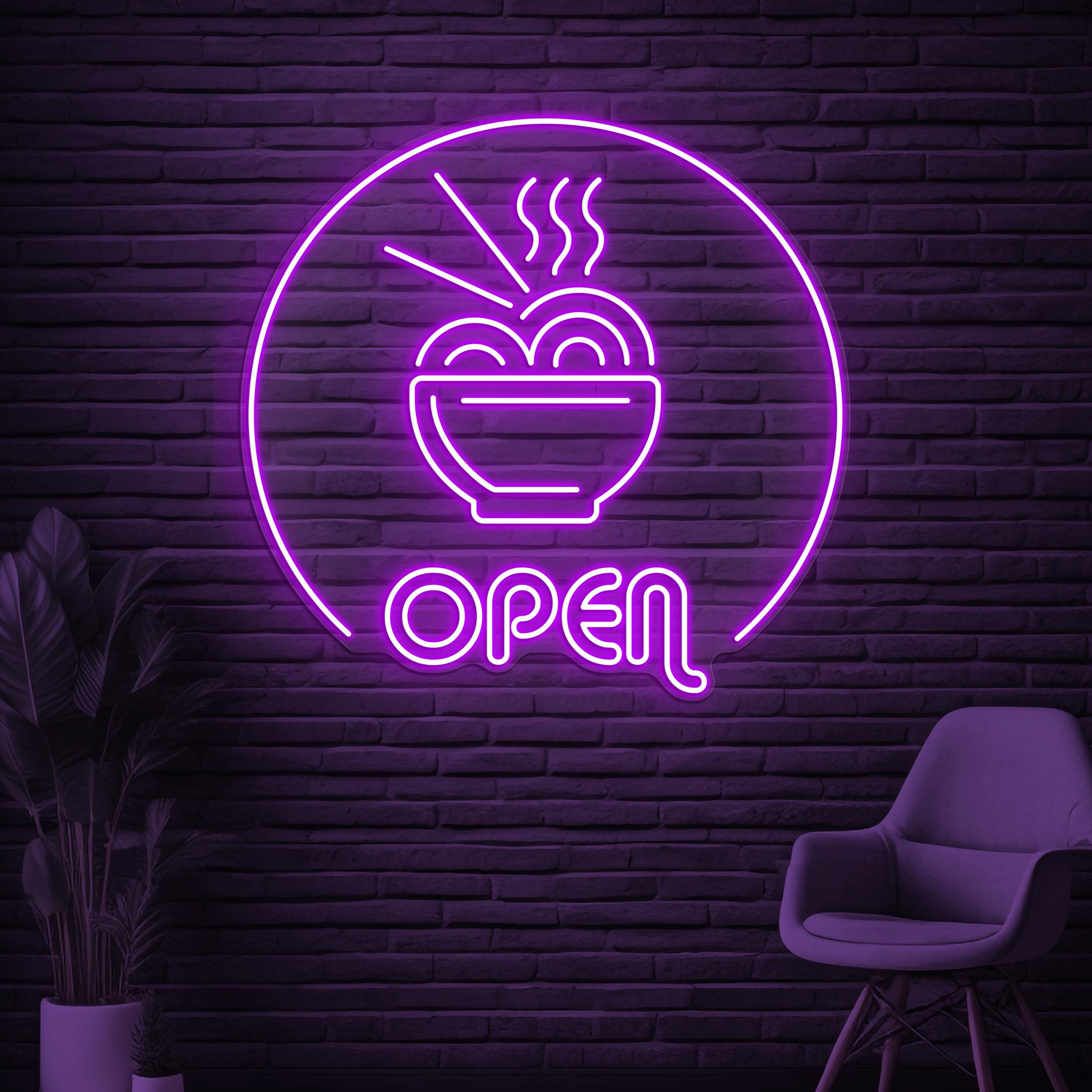 Ramen Open Neon Sign, Ramen Open LED Light, Ramen Noodle Bowl Wall Decor, Asian Food Led Wall Light, Kitchen Wall Art, Japan Restaurant Sign