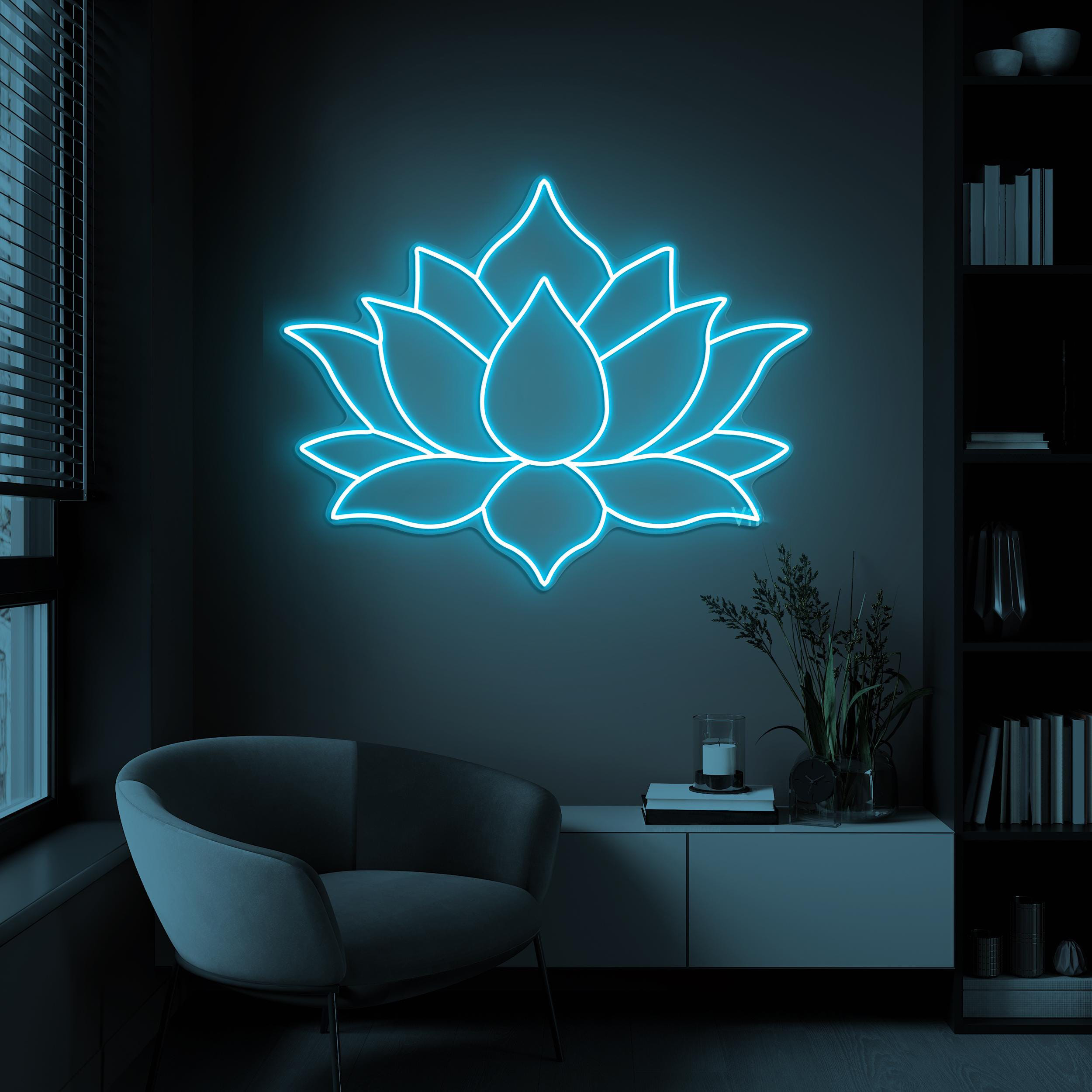 Lotus Flower Neon Sign, Lotus Flower LED Light, Minimalist Lotus Flower Design, Home Wall Decor, Yoga Led Wall Art, Blossom Decor for Party