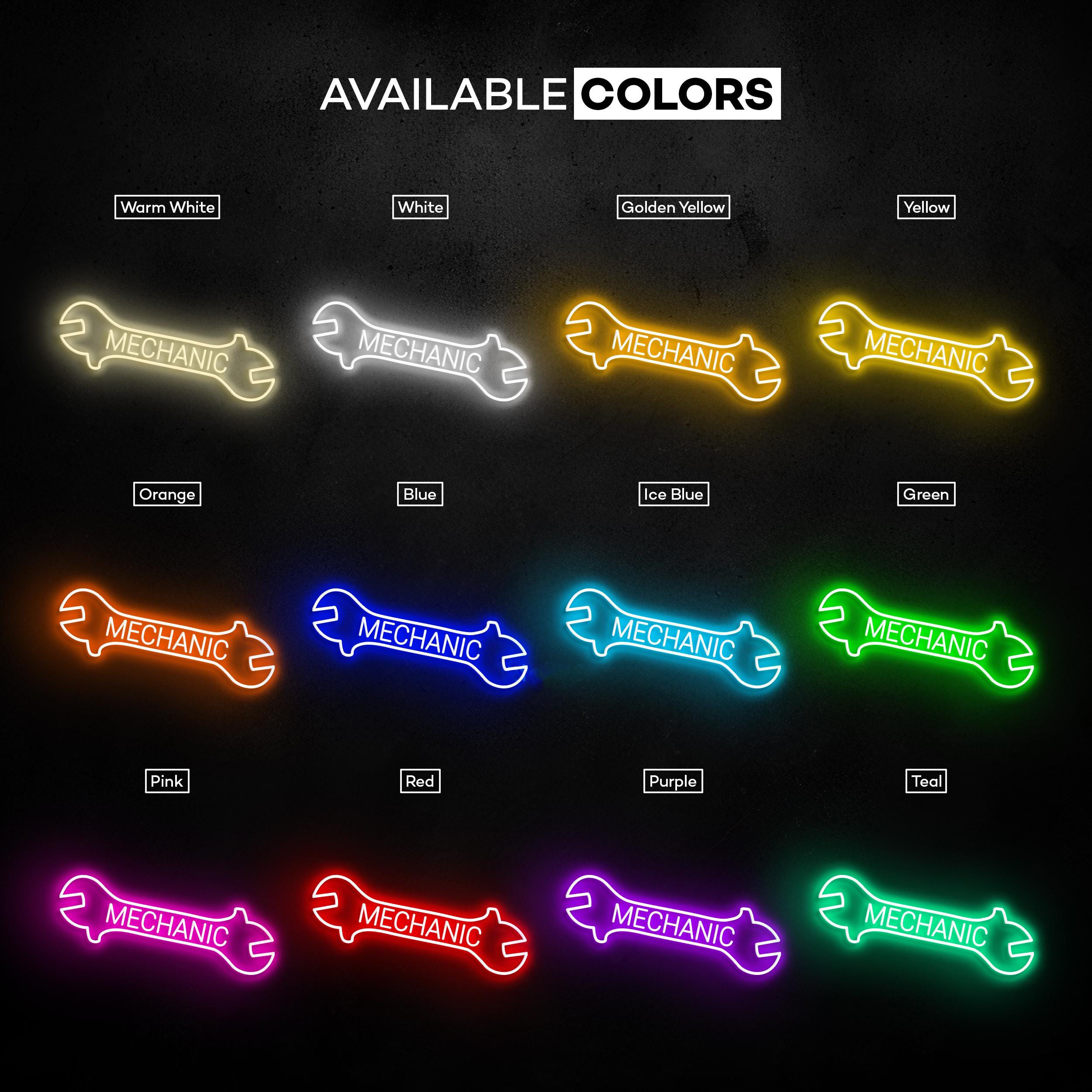 Mechanic Neon Sign, Mechanic LED Light, Car Repair Shop Wall Decor, Wrench Wall Decor, Mechanic Logo Neon Sign, Car Repair Service Decor