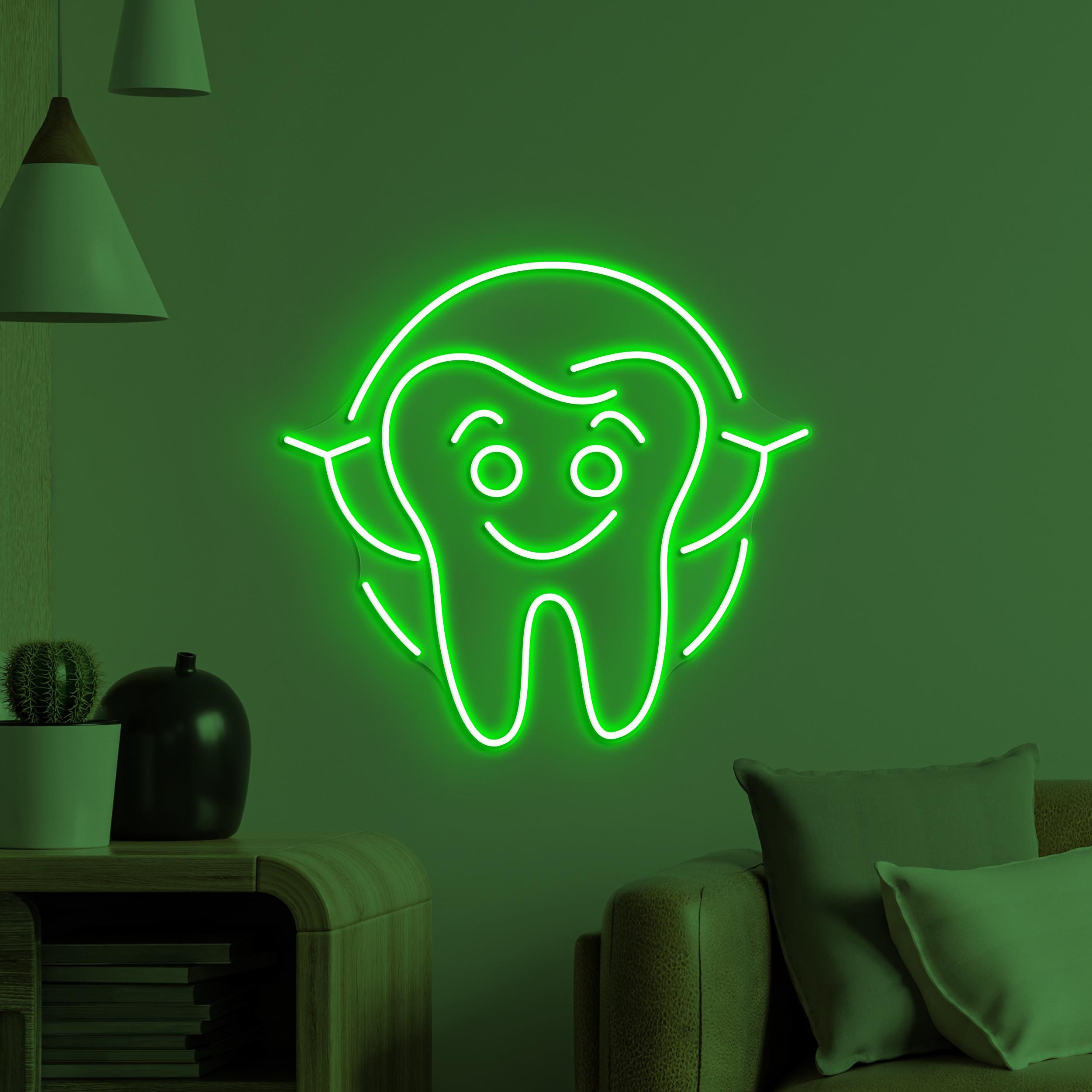 Smiling Tooth Neon Sign, Smiling Tooth LED Light, Teeth Wall Art, Teeth Hospital Neon Light, Dental Clinic Led Sign, Kids Room Neon Decor