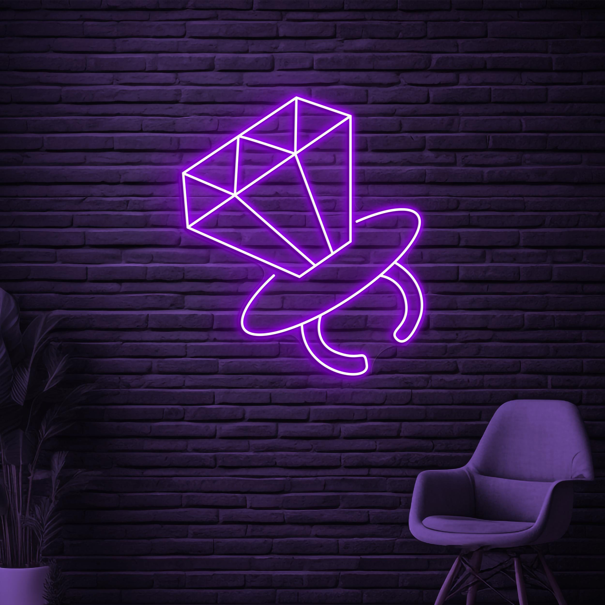 Diamond Ring Neon Sign, Diamond Ring LED Light, Engagement Ring Wall Decor, Romantic Wall Art, Decor for Engagement Party, Gift For Couple