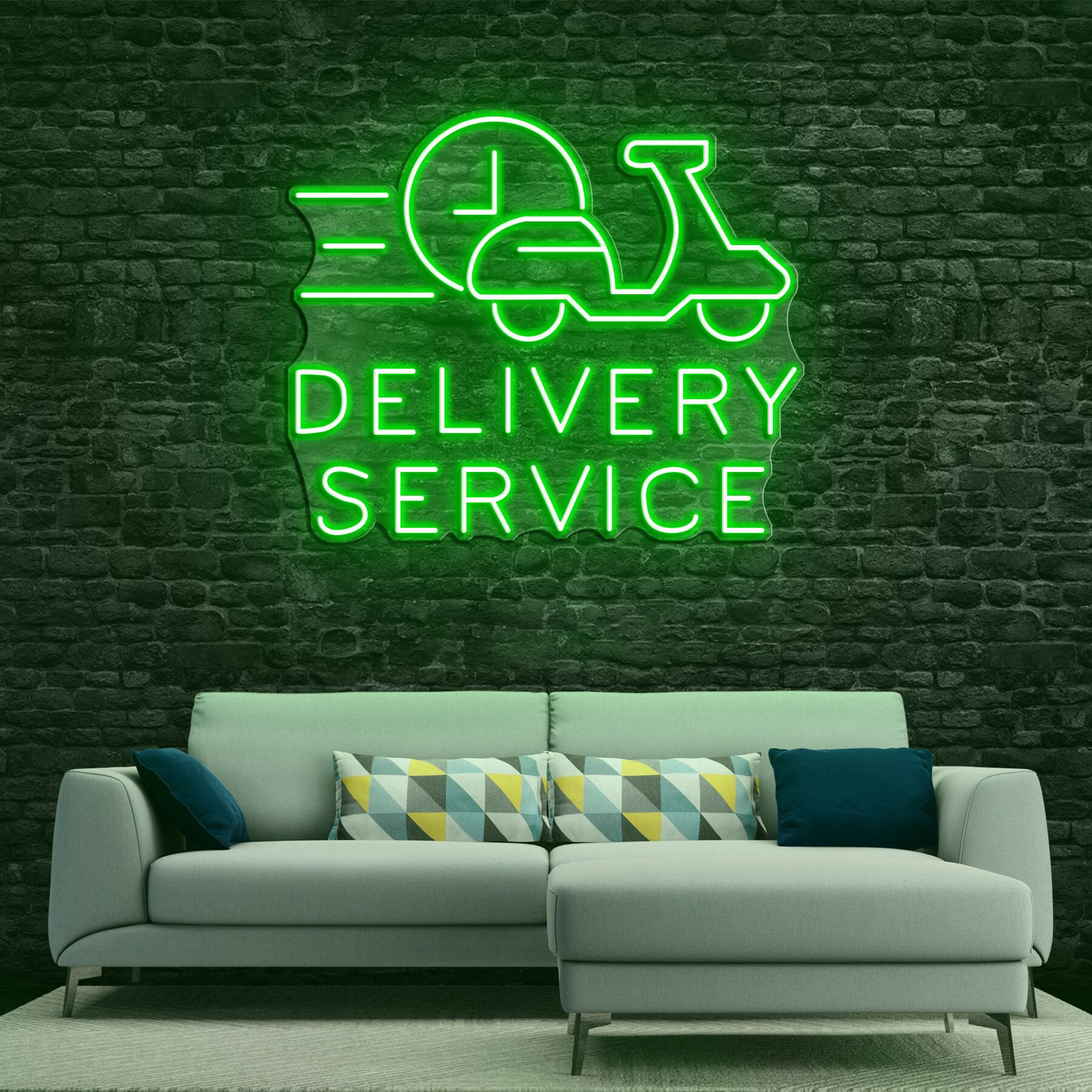 Delivery Service Neon Sign, LED Wall Art for Shops and Restaurants, Eye-Catching Neon Light Display, Advertising Banner Sign,Shop Wall Decor