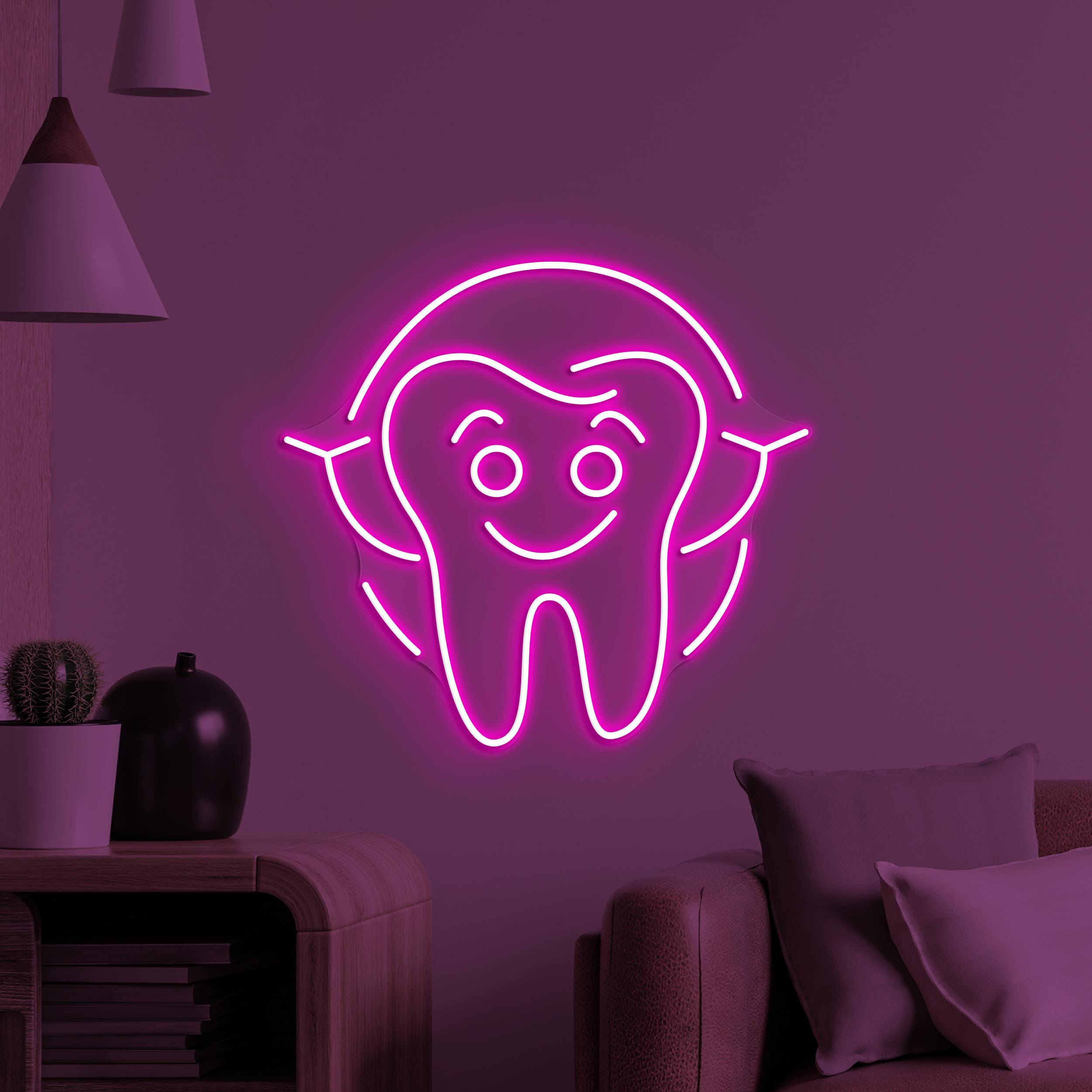 Smiling Tooth Neon Sign, Smiling Tooth LED Light, Teeth Wall Art, Teeth Hospital Neon Light, Dental Clinic Led Sign, Kids Room Neon Decor
