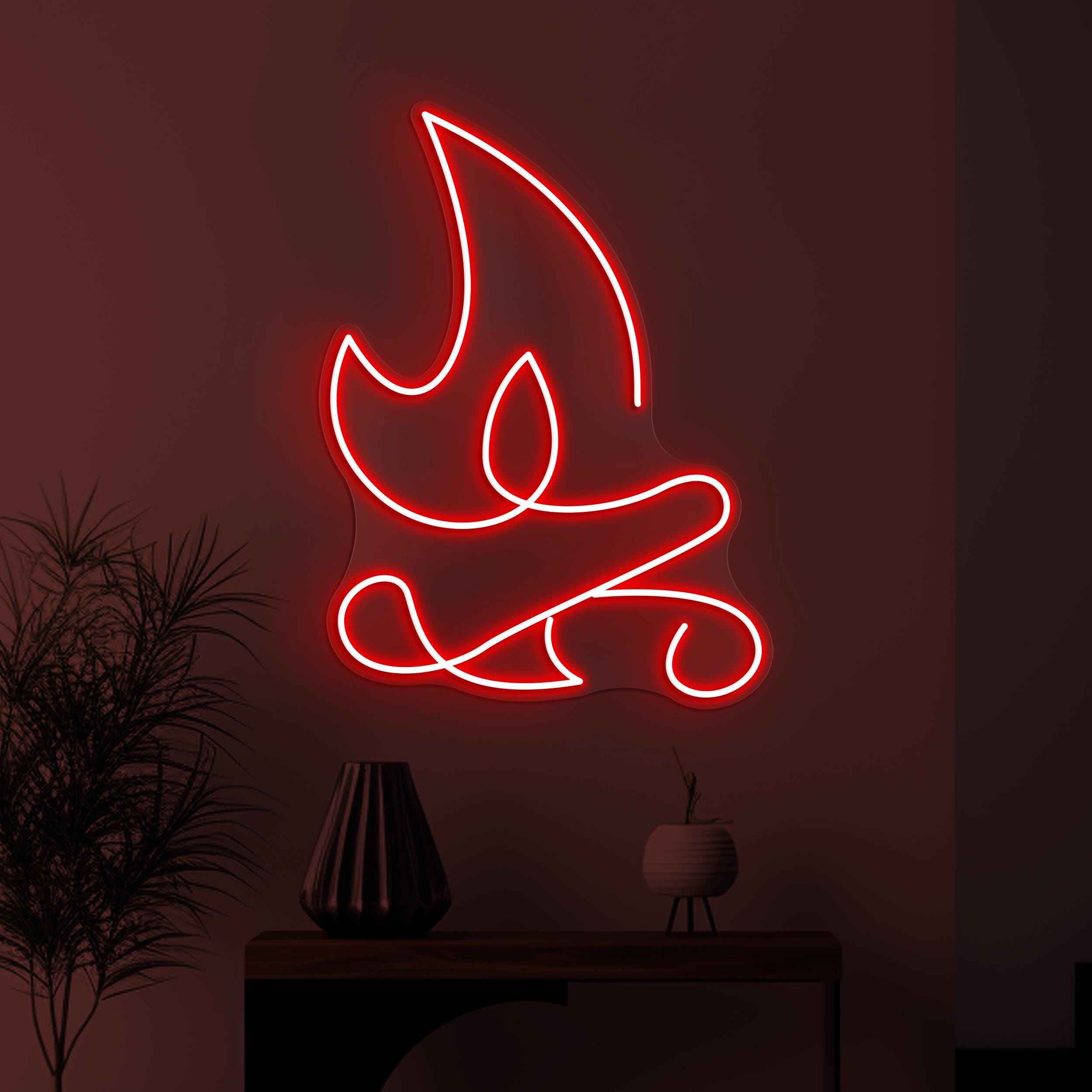Fire Neon Sign, Fire LED Light, Flaming Fire Wall Decor, Flame Wall Art, Cafe, Bar pub Neon Light, Grill Restaurant Wall Decor, Party Sign