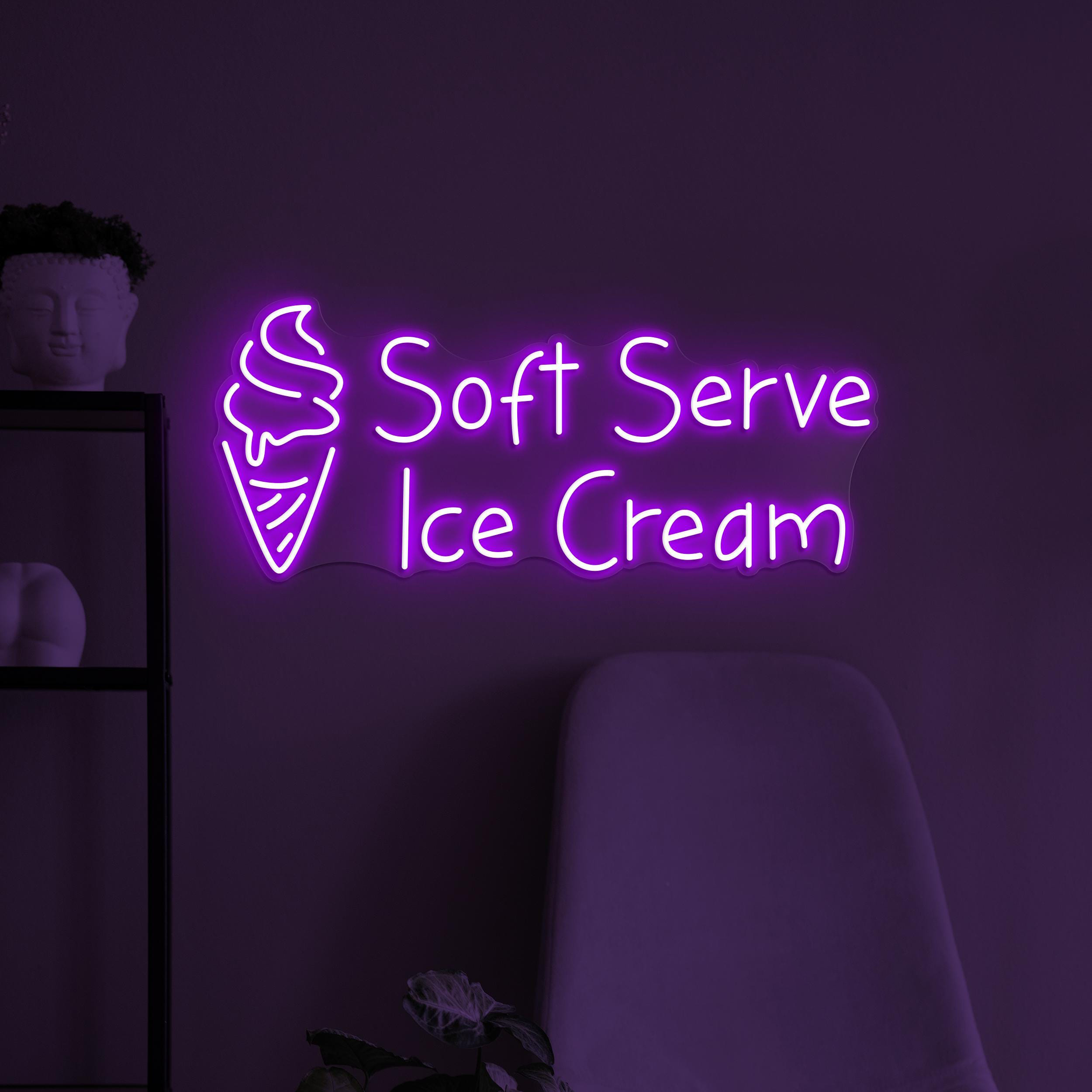 Soft Serve Ice Cream Neon Sign, Soft Serve Ice Cream LED Light, Sweet Dish Wall Art, Dessert Led Sign, Ice Cream Shop Decor, Ice Cream Lover
