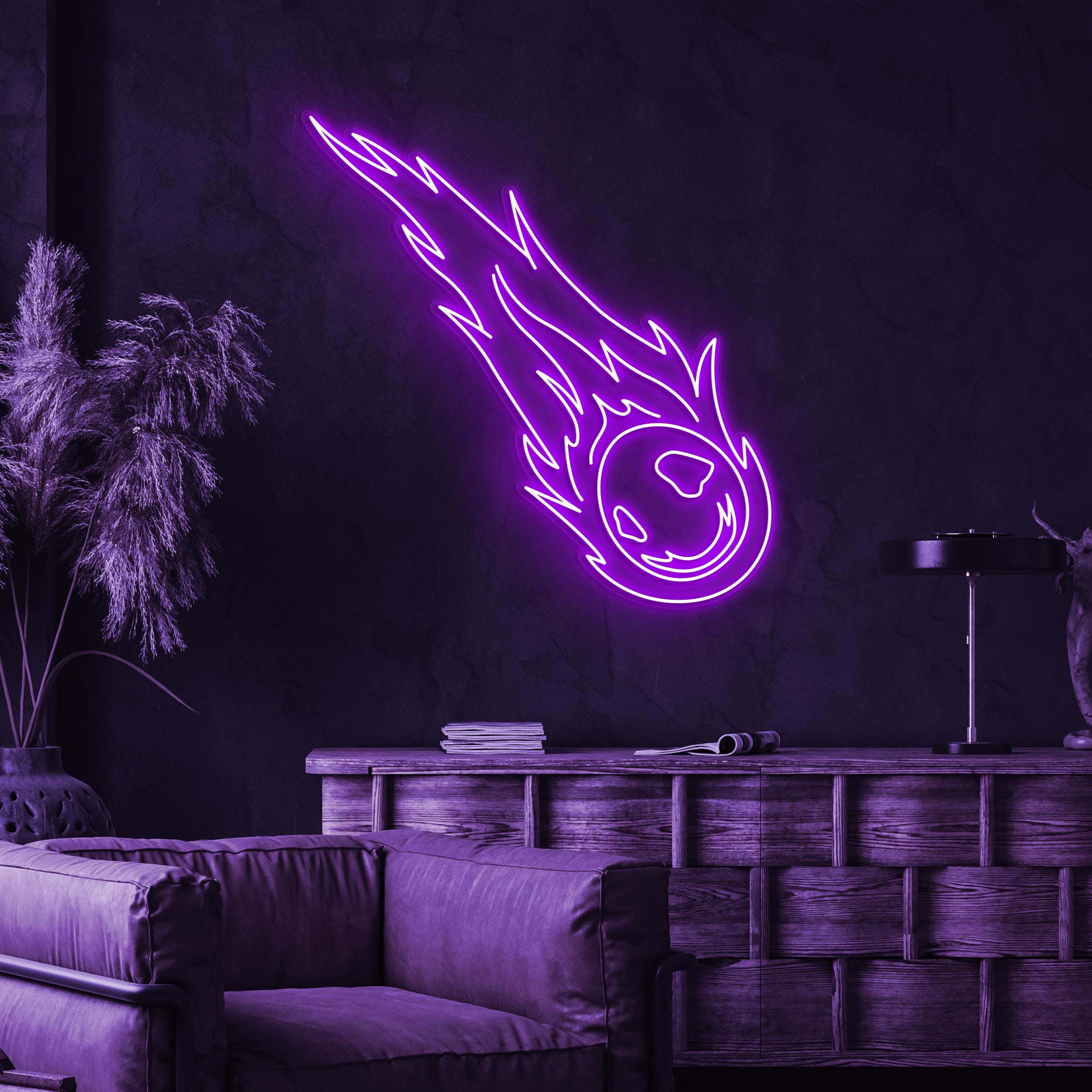 Meteorite Neon Sign, Meteorite LED Light, Shooting Star Wall Decor, Custom Neon Sign, Flaming Meteorite Wall Art, Space Room Wall Art Decor