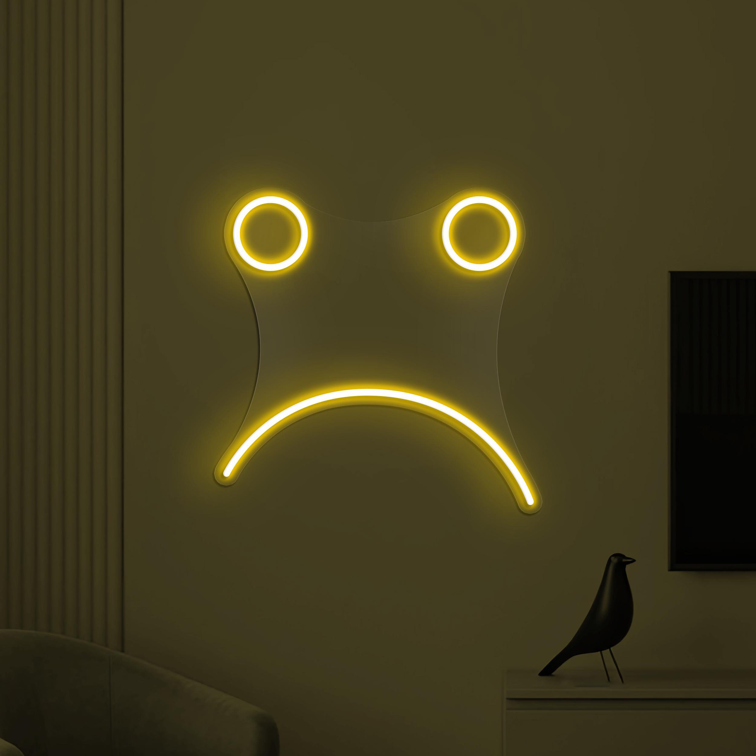 Sad Face Neon Sign, Sad Face LED Light, Sad Emoji Wall Decor, Kids Room Wall Art, Customized Neon Sign, Home Wall Art, Cafe and Bar Led Sign