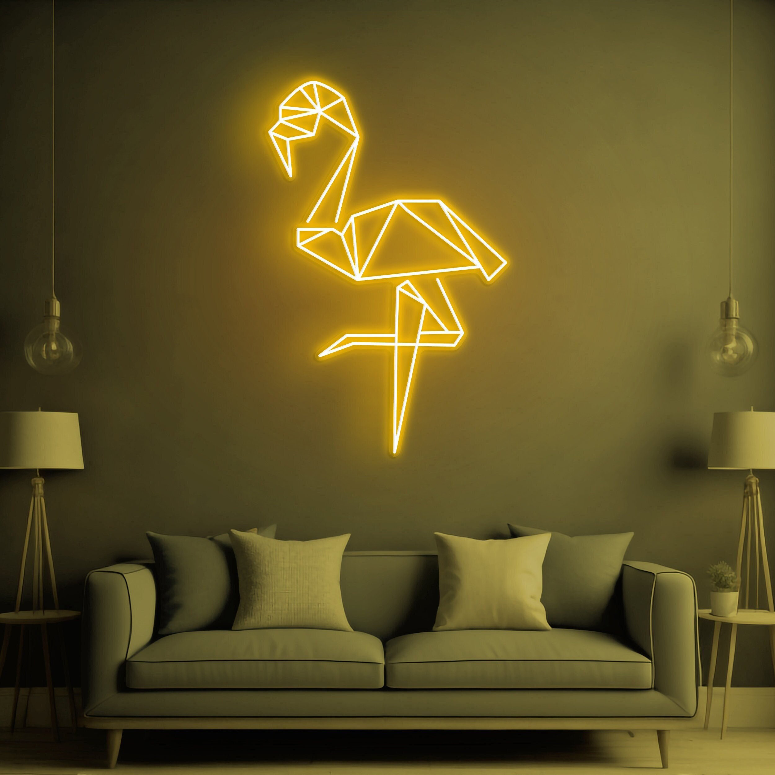 Flamingo Neon Light, Flamingo Neon Signs, Flamingo Decor for Bedroom and Home decor,Geometric Flamingo Light,Tropical Vibes, Home or Parties