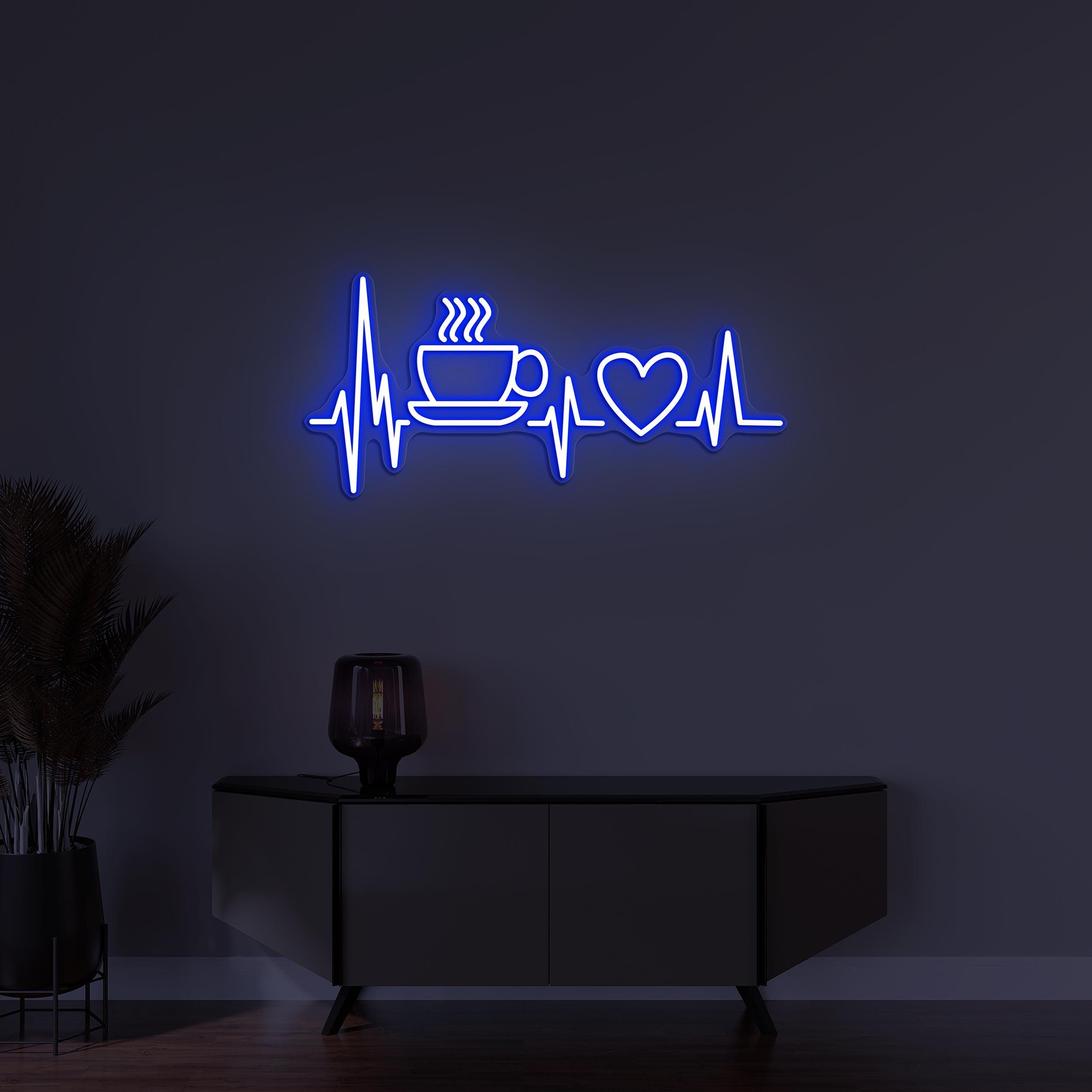 Coffee Heartbeat Neon Sign, Coffee Heartbeat LED Light, Heart Wall Decor, Cafe Coffee Neon Light, Coffee Shop Wall Decor, Coffee Lover Gifts