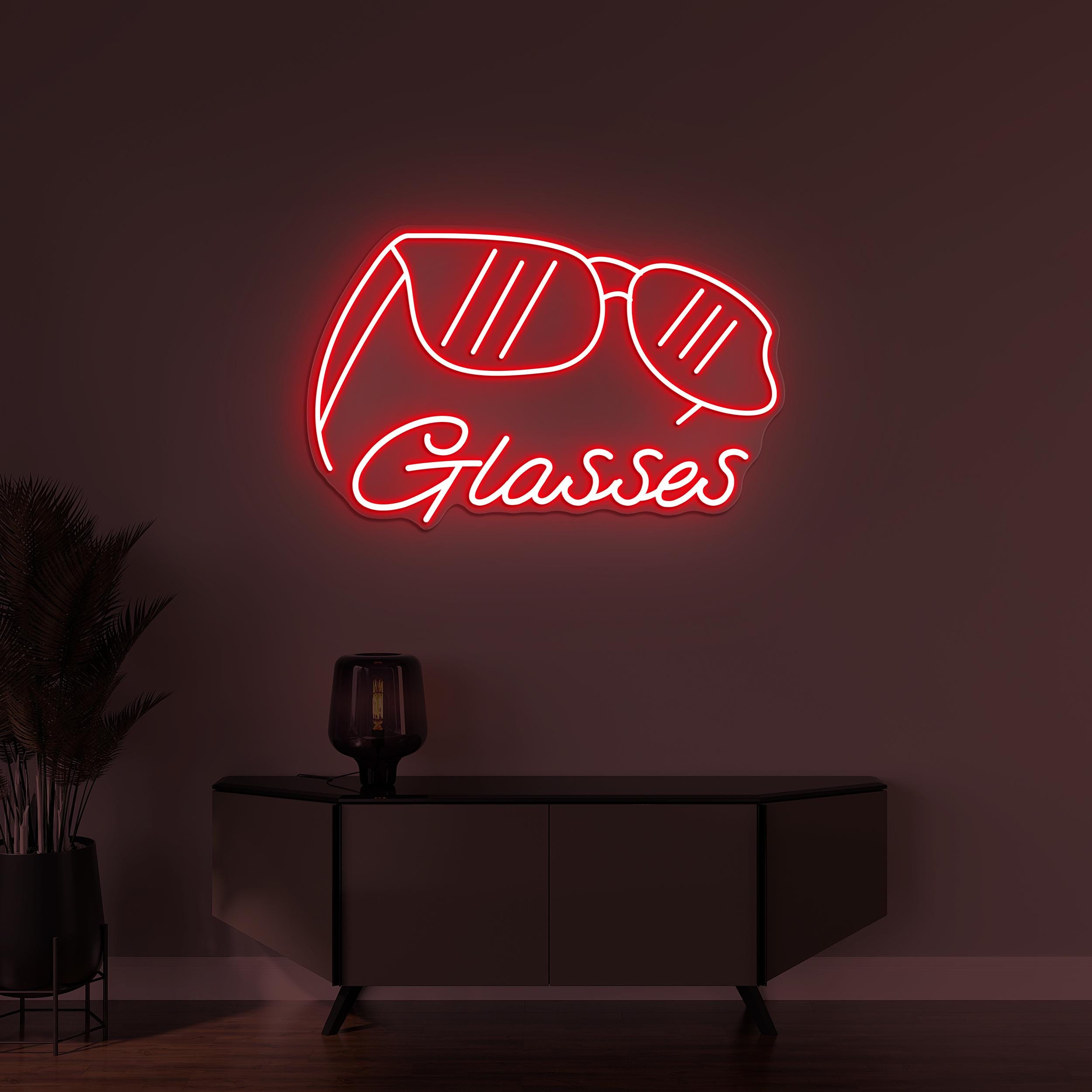 Glasses Neon Sign, Glasses LED Light, Eyewear Wall Decor, Sunglasses Shop Wall Art, Custom Neon Sign, Fashion Room Decor, Optometrist Decor