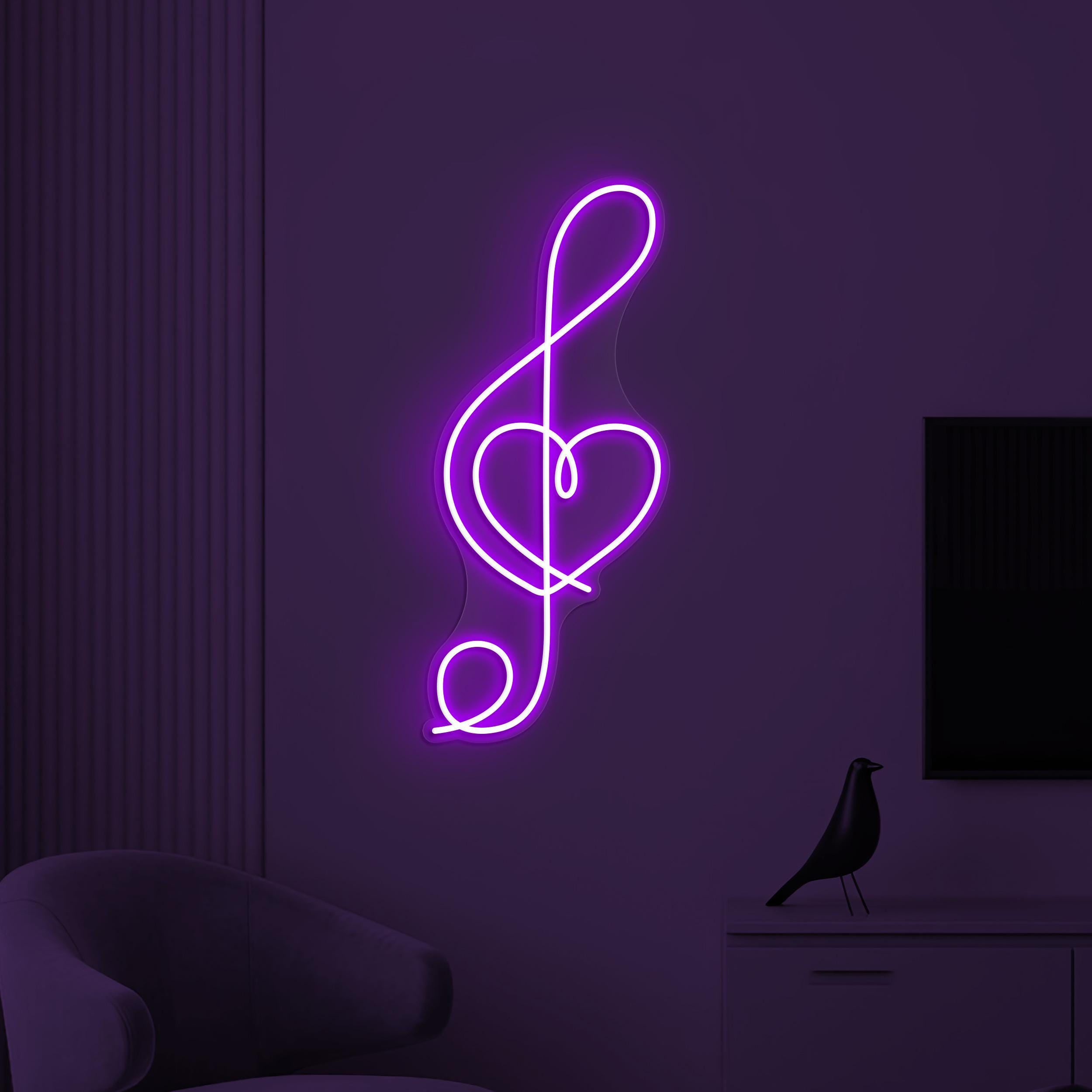Music Note Neon Sign, Music Note LED Light, Heart Music Note Wall Decor, Music Studio Wall Art, Music Room Neon Light, Gift for Music Lover