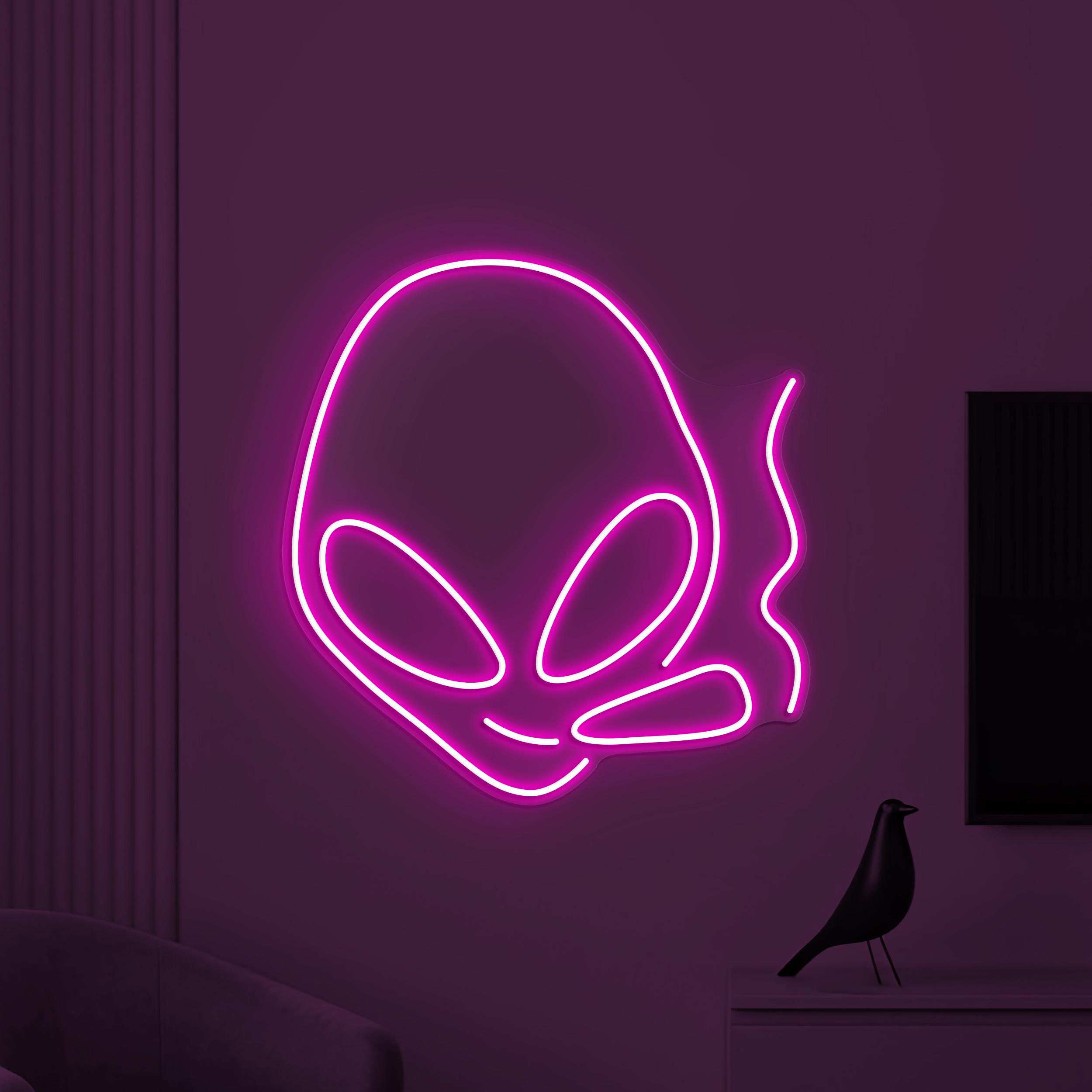 Smoking Alien Neon Sign, Smoking Alien LED Light, Alien Head Wall Decor, Alien with Cigarette Wall Art, Game Room Neon Light, Kids Room Art